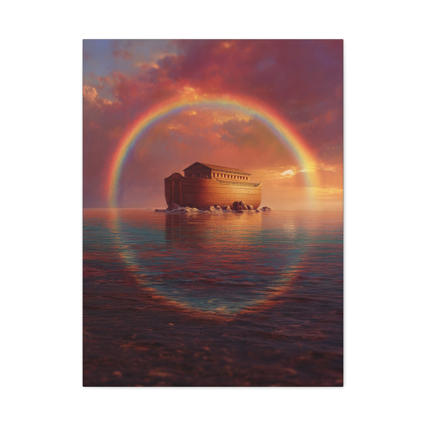 Sheltered Beneath the Covenant Sky - Noah's Ark - Gallery Wrapped Canvas - Print - Religious Art for your Home - Catholic