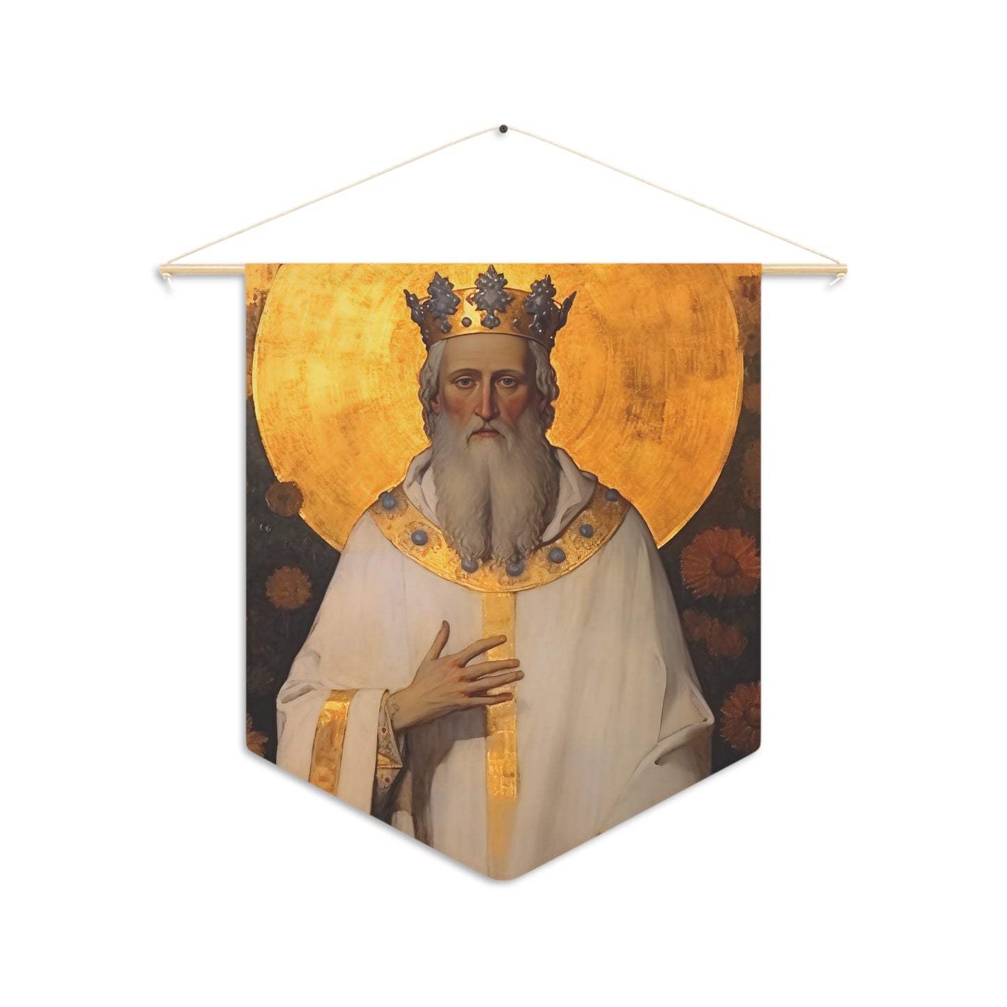 Saint Edward the Confessor Wall Banner / Wall Hanging - Prayer room art - Catholic Home Art - Large Saint Art - 18" x 21"