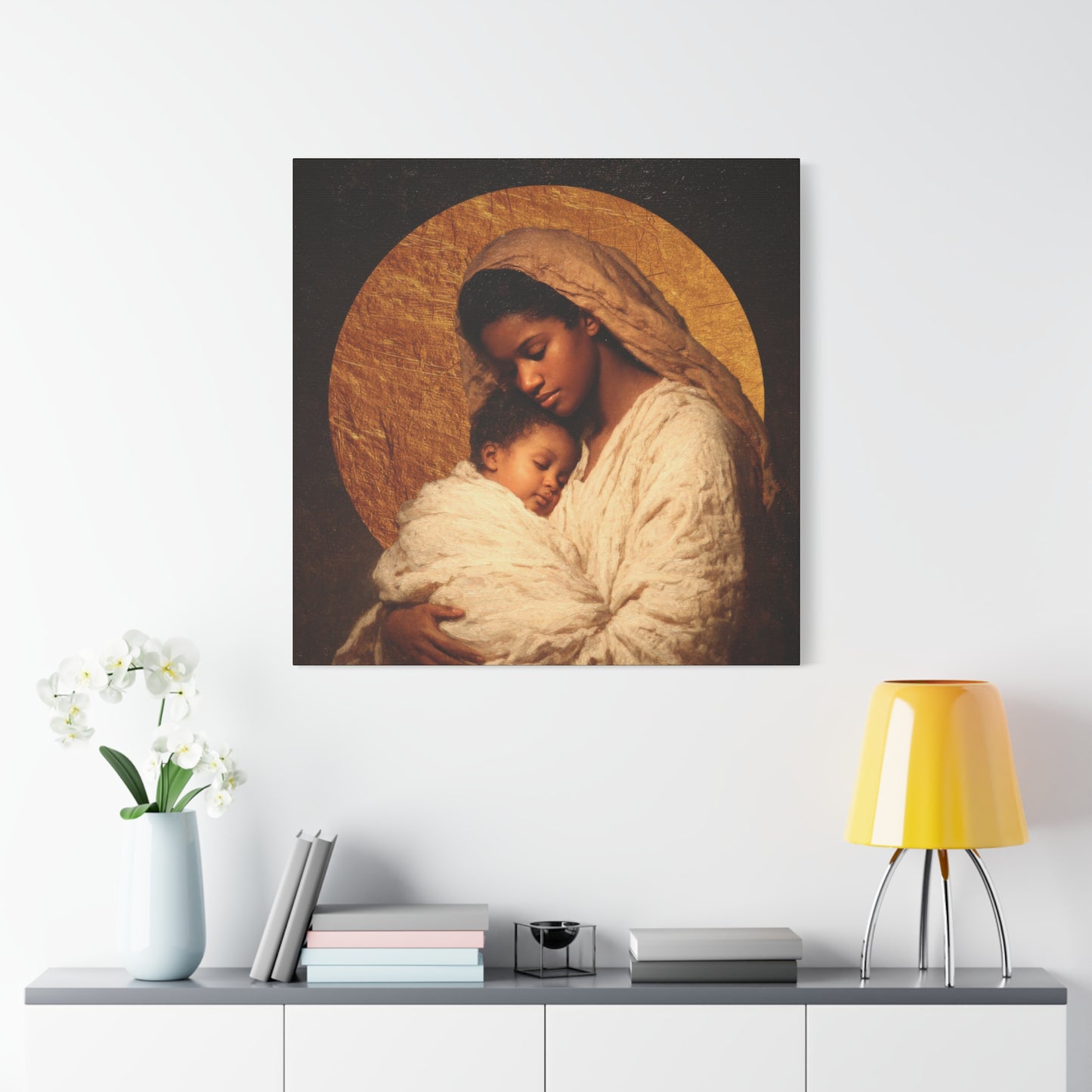 Our Lady of the Manger - Mother Mary and the Christ Child - Gallery Wrapped Canvas - Print - Religious Art for your Home - Catholic