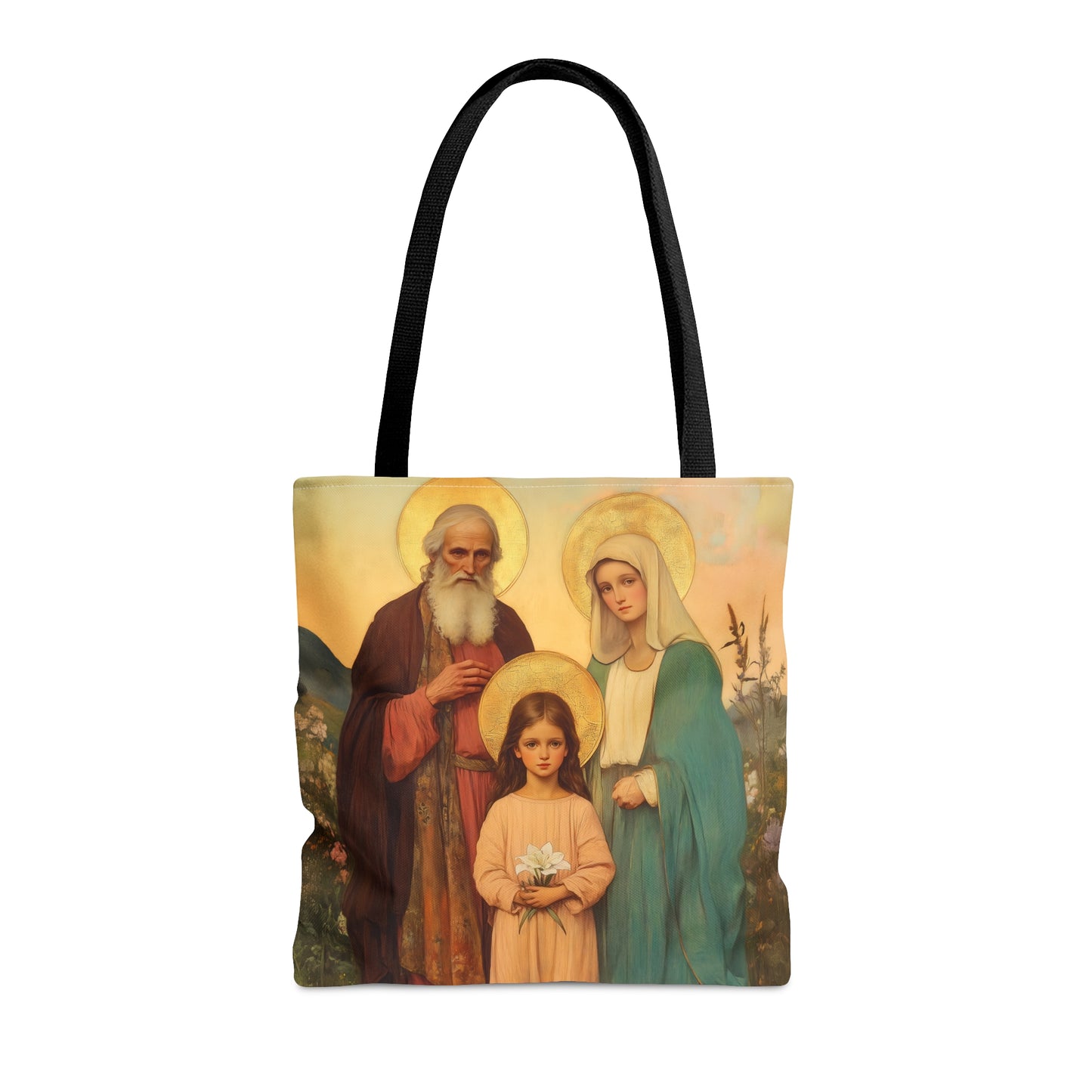 Saints Joachim and Anne with Young Mary - Tote Bag - Large Medium Small Faith Art Bag - Catholic Faith Purse