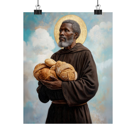 Saint Benedict the Moor  - Sanctified Souls Print - Multiple Sizes - Premium Matte Vertical Posters - Catholic Fine Art Print