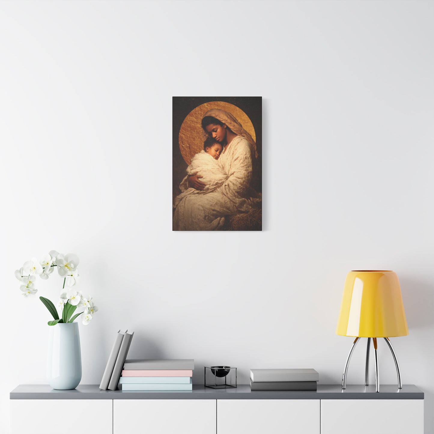 Our Lady of the Manger - Mother Mary and the Christ Child - Gallery Wrapped Canvas - Print - Religious Art for your Home - Catholic