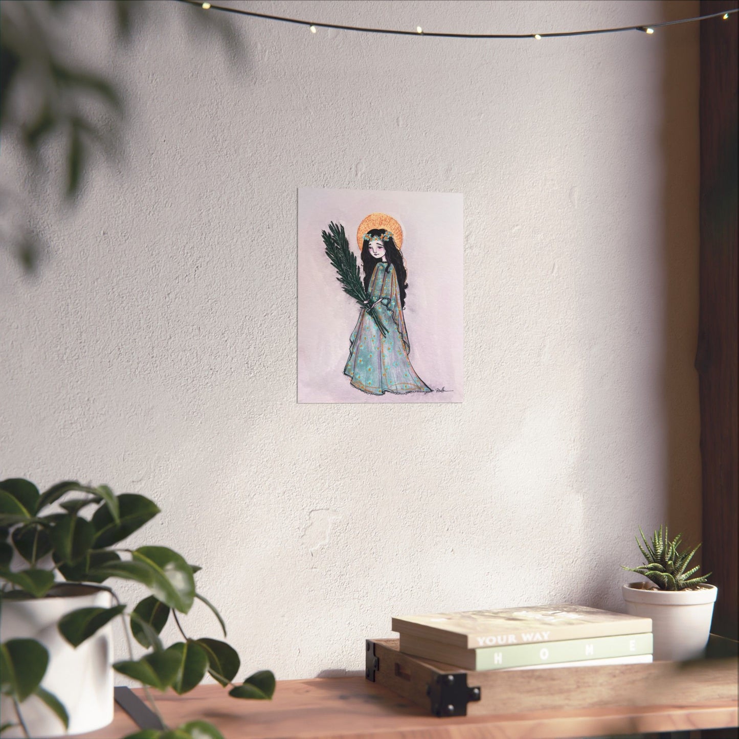 Saint Faith Matte Poster - Hand-Drawn Art - Catholic Print | Faith Hope and Charity Devotional Wall Art | Christian Religious Poster