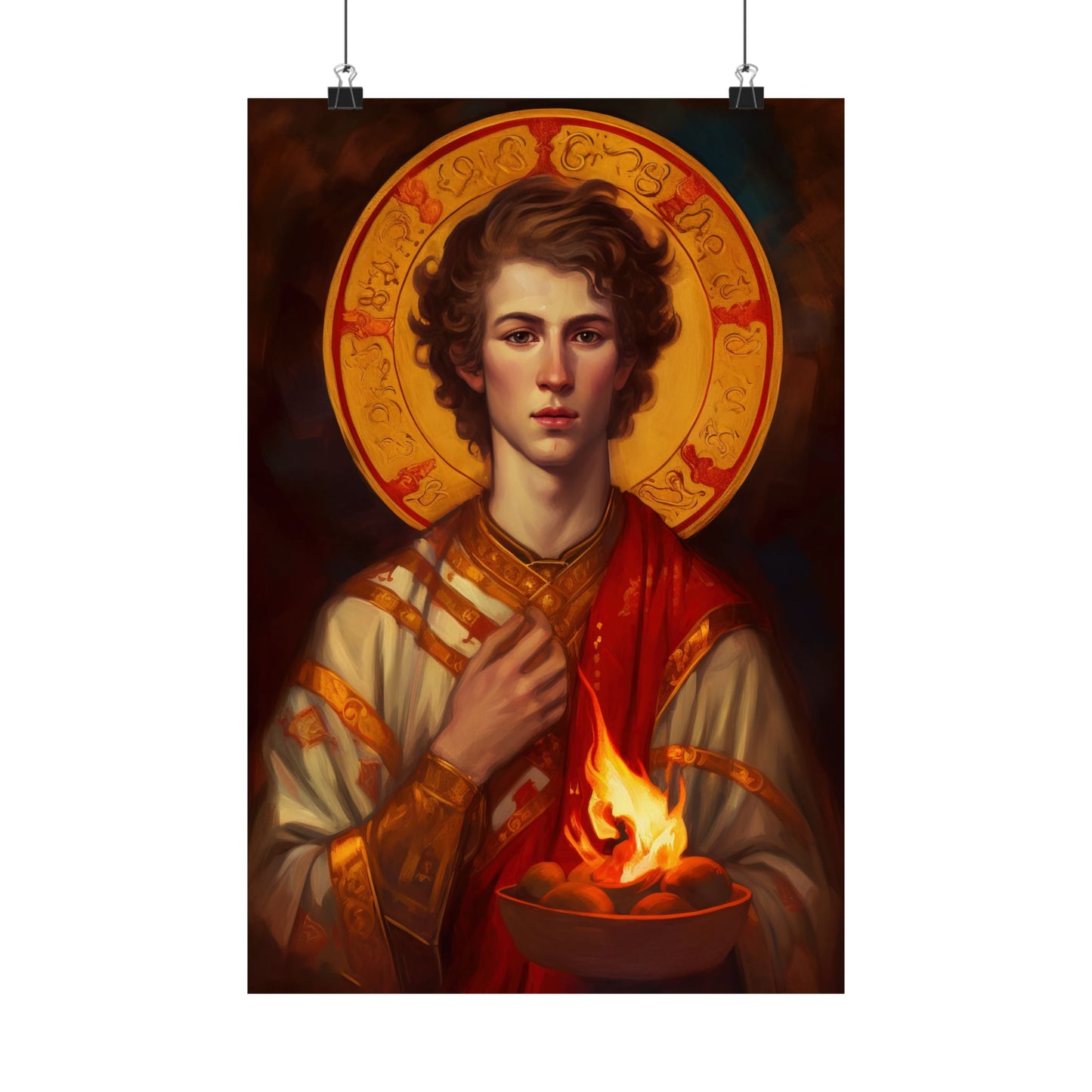 Saint Lawrence Deacon and Martyr  - Sanctified Souls Print - Multiple Sizes - Premium Matte Vertical Posters
