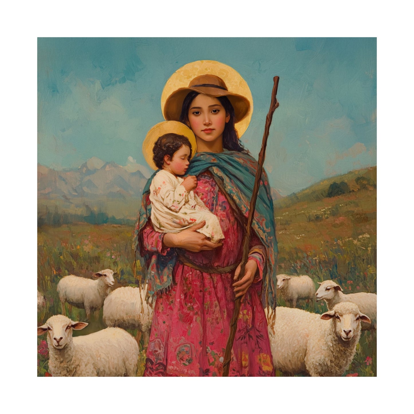 Divina Pastora - Divine Shepherdess - Marian Title - Mother Mary - Sanctified Souls Print - Multiple Sizes - Premium Matte Vertical Posters