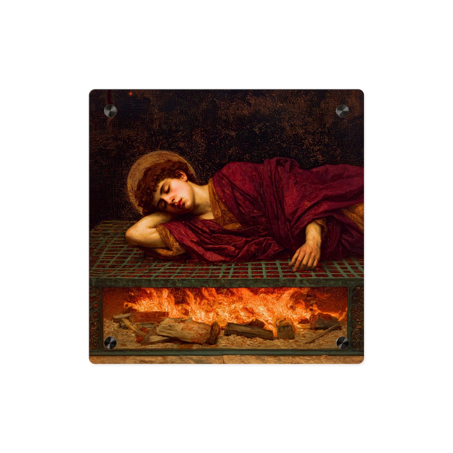 Saint Lawrence Wall Art Panel - Ready to Hang Acrylic Print - Catholic Saint Art - Patron Saint Print - No Frame needed