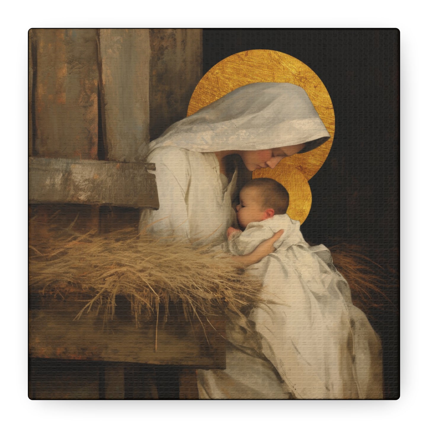 Our Lady of the Manger - Mother Mary and the Christ Child - Gallery Wrapped Canvas - Print - Religious Art for your Home - Catholic
