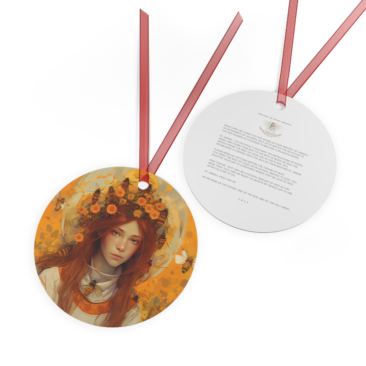 Saint Abigail Metal Ornament - Religious Holiday Christmas Ornament and Keepsake - Double sided Keepsake Religious Ornament