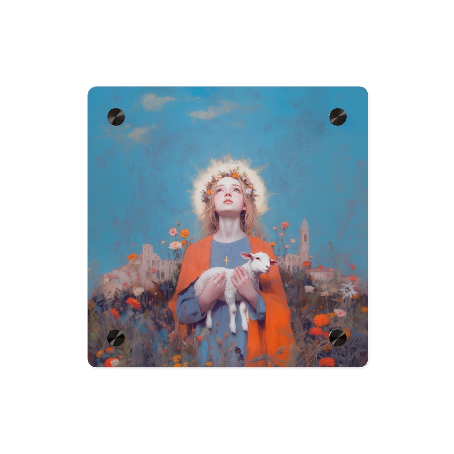 Saint Agnes of Rome Wall Art Panel - Ready to Hang Acrylic Print - Catholic Saint Art - Patron Saint Print - No Frame needed