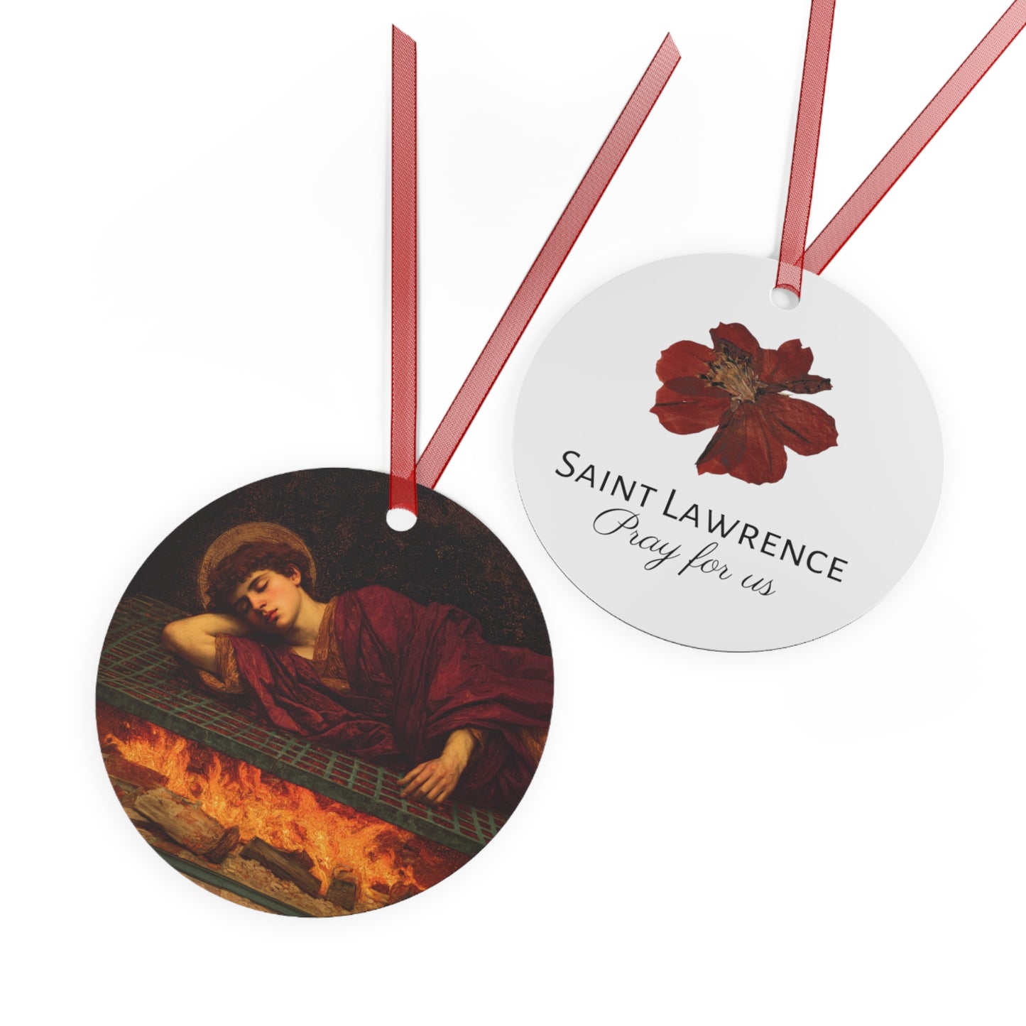 Saint Lawrence Metal Ornament - Religious Holiday Christmas Ornament and Keepsake - Prayer Ornament