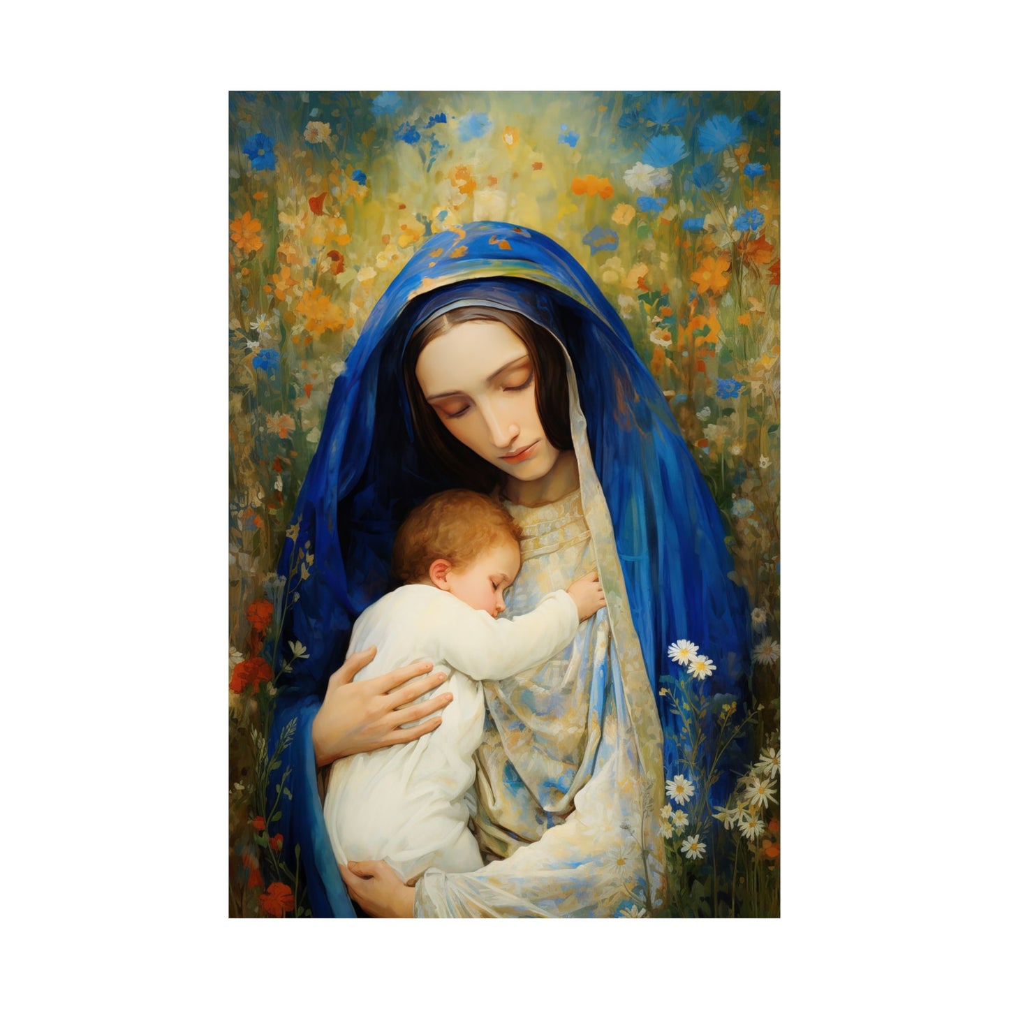 The Eternal Mother Mary and the Infant Jesus - Sanctified Souls Print - Multiple Sizes - Premium Matte Vertical Posters