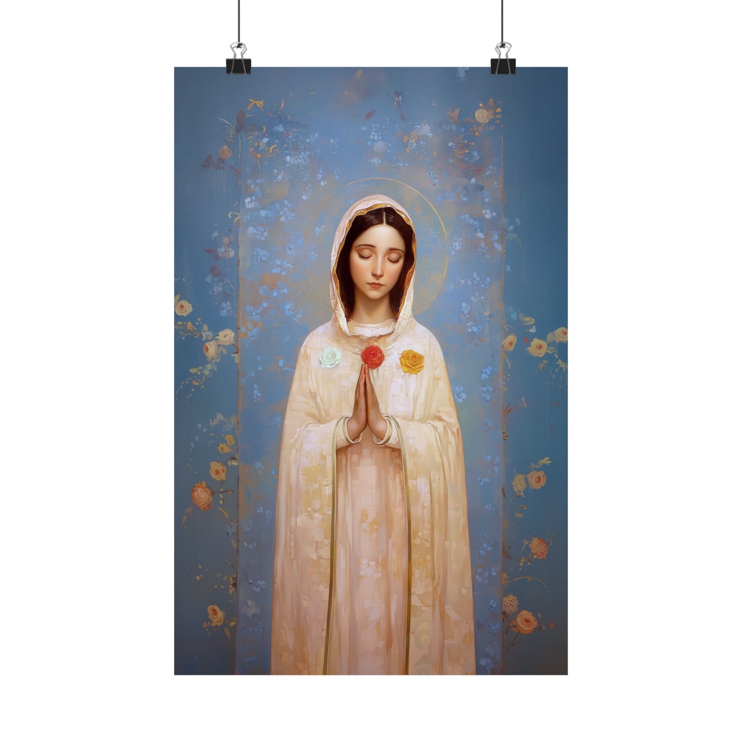 Rosa Mystica - Mystical Rose - Mother Mary - Marian Art - Sanctified Souls Print - Multiple Sizes - Premium Vertical Posters