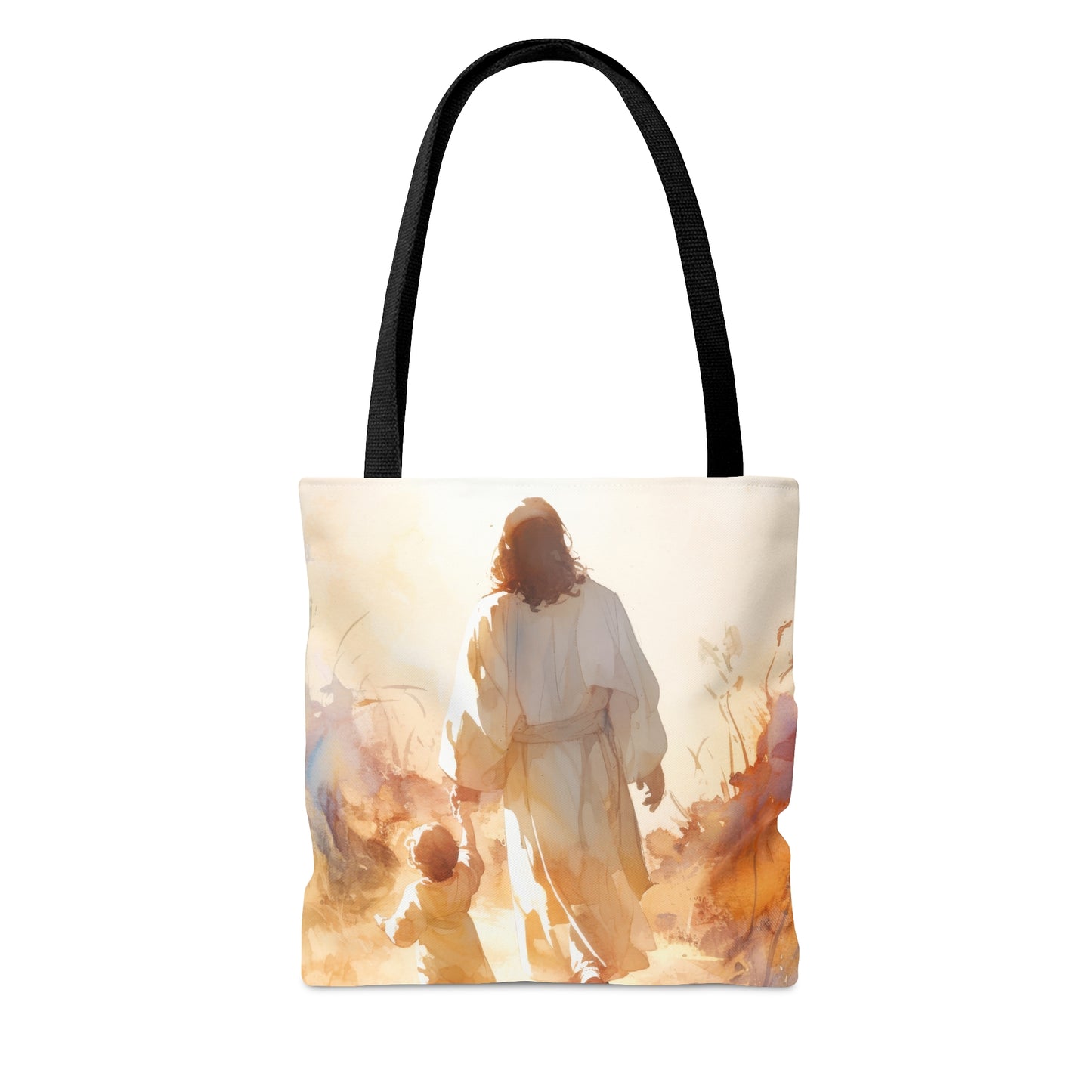 Jesus Guiding a Child in Faith Tote Bag - Large Medium Small Faith Art Bag - Catholic Faith Purse - Religious Carry All