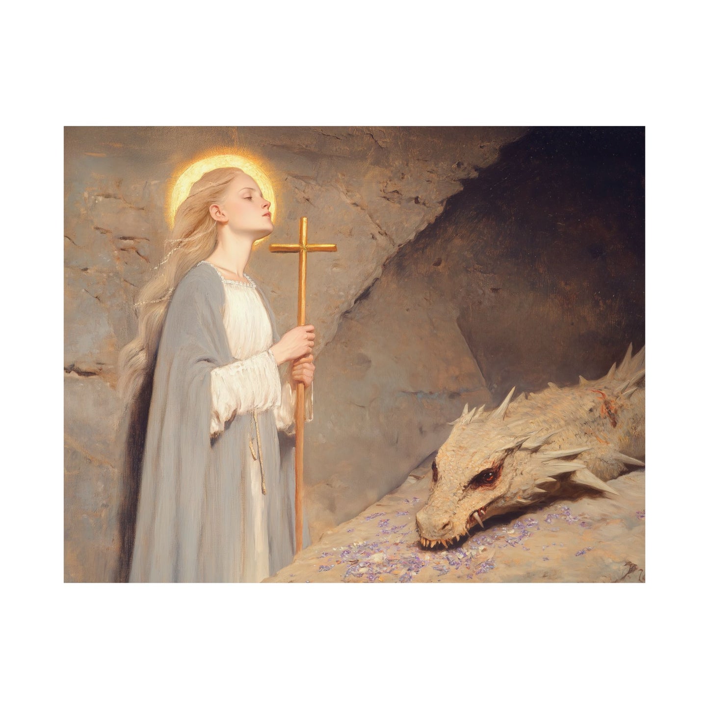 Saint Margaret of Antioch - Sanctified Souls Print - Multiple Sizes - Premium Posters - Catholic Art - Christian Home Decor Artwork