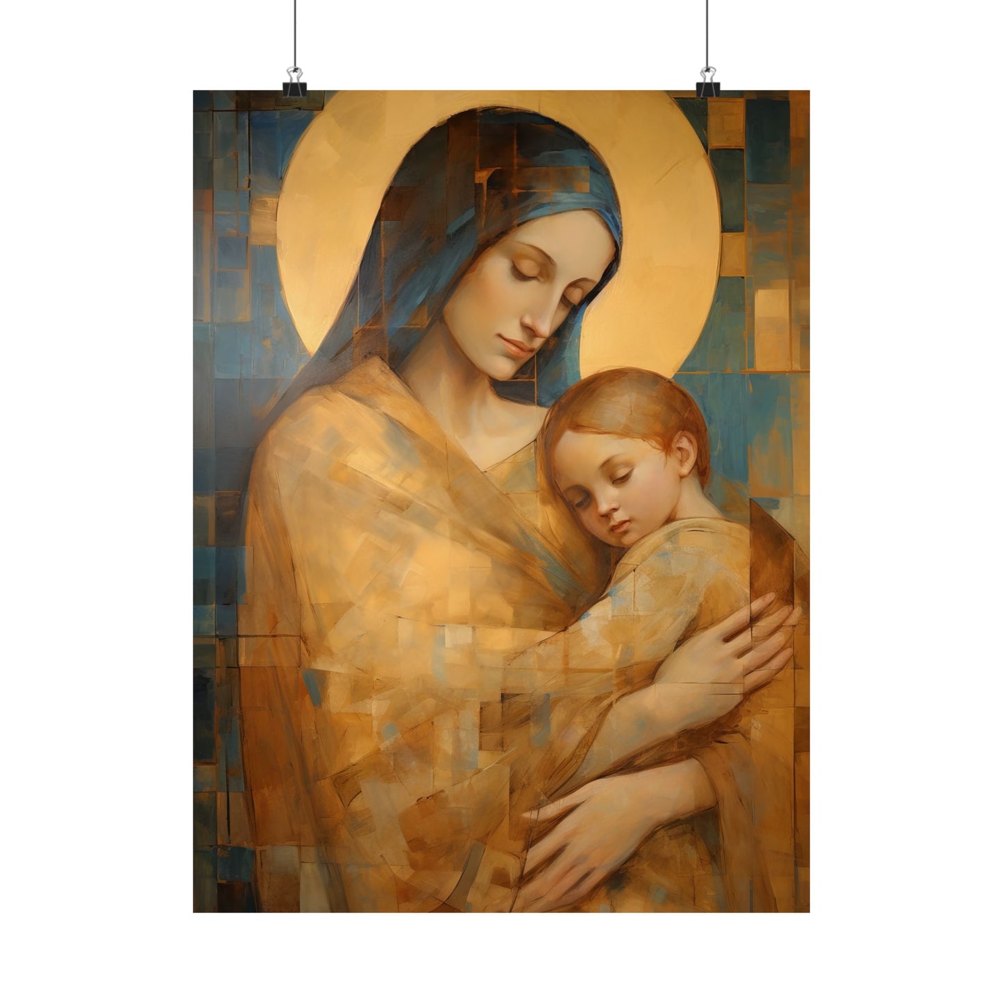 Heavenly Connection - Mary and the Divine Son - Multiple Sizes - Premium Matte Vertical Posters - Christ Child and Mother Mary