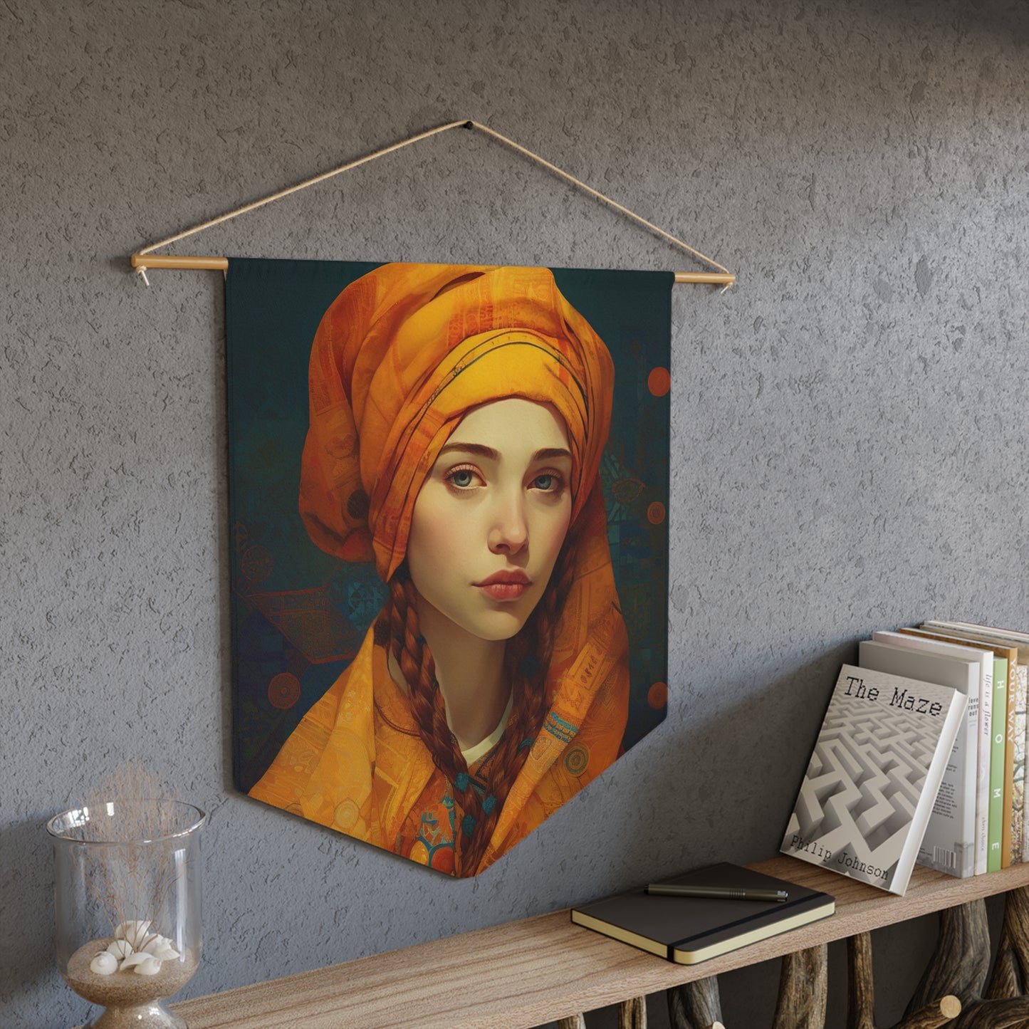 Saint Genevieve Banner / Wall Hanging / Pennant - Prayer room - Catholic Art - Saint Art - Large Saint Print - 18" x 21"