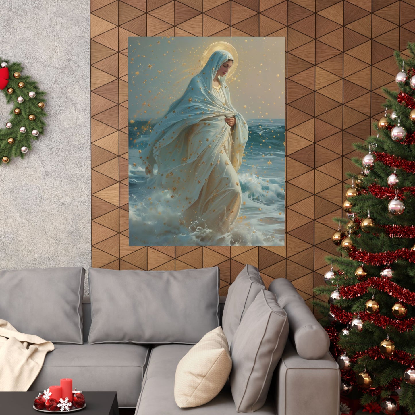 Guiding Light - Our Lady, Star of the Sea Oval Necklace - Sanctified Souls - Multiple Sizes - Premium Matte Posters - Religious Art Poster