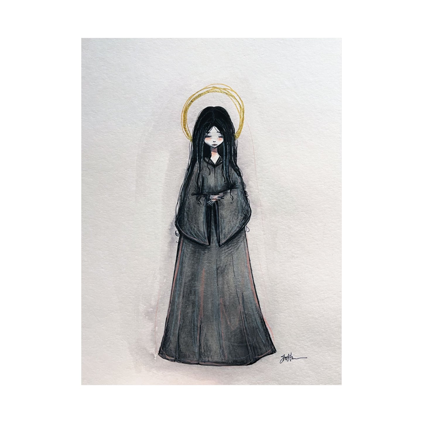 Blessed Mary Magdalen Kiota Hand-Drawn Catholic Art Print | Martyrs of Japan Devotional Wall Art | Sanctified Solocosmo Religious Poster