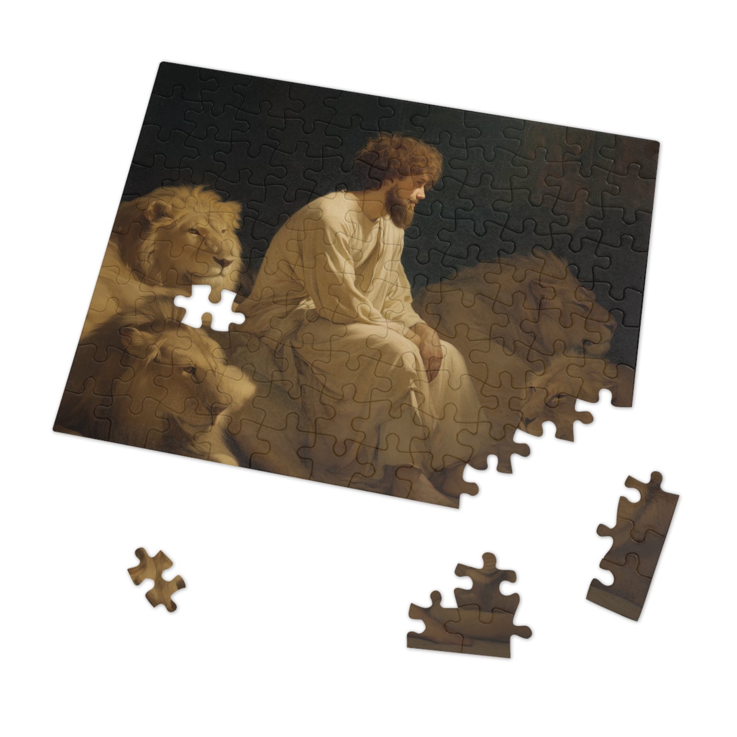 Faith Amid the Beasts - Daniel in the Lions Den- Bible Story - Puzzle and Keepsake Tin - Religious Jigsaw Puzzle (30, 110, 252, 500,1000)