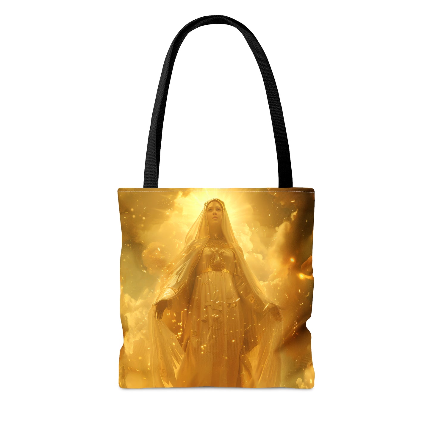 Virgin Mary - Mystical Sun - Golden Mary Tote Bag - Large Medium Small Faith Art Bag - Catholic Faith Purse - Religious Carry All