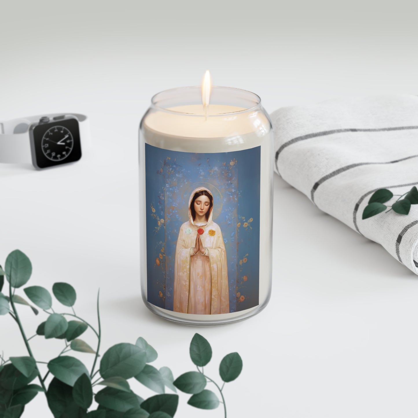 Rosa Mystica - Mystical Rose - Mother Mary - Marian Art - Scented Prayer Candle, 13.75oz - Tall Size - Religious Candle