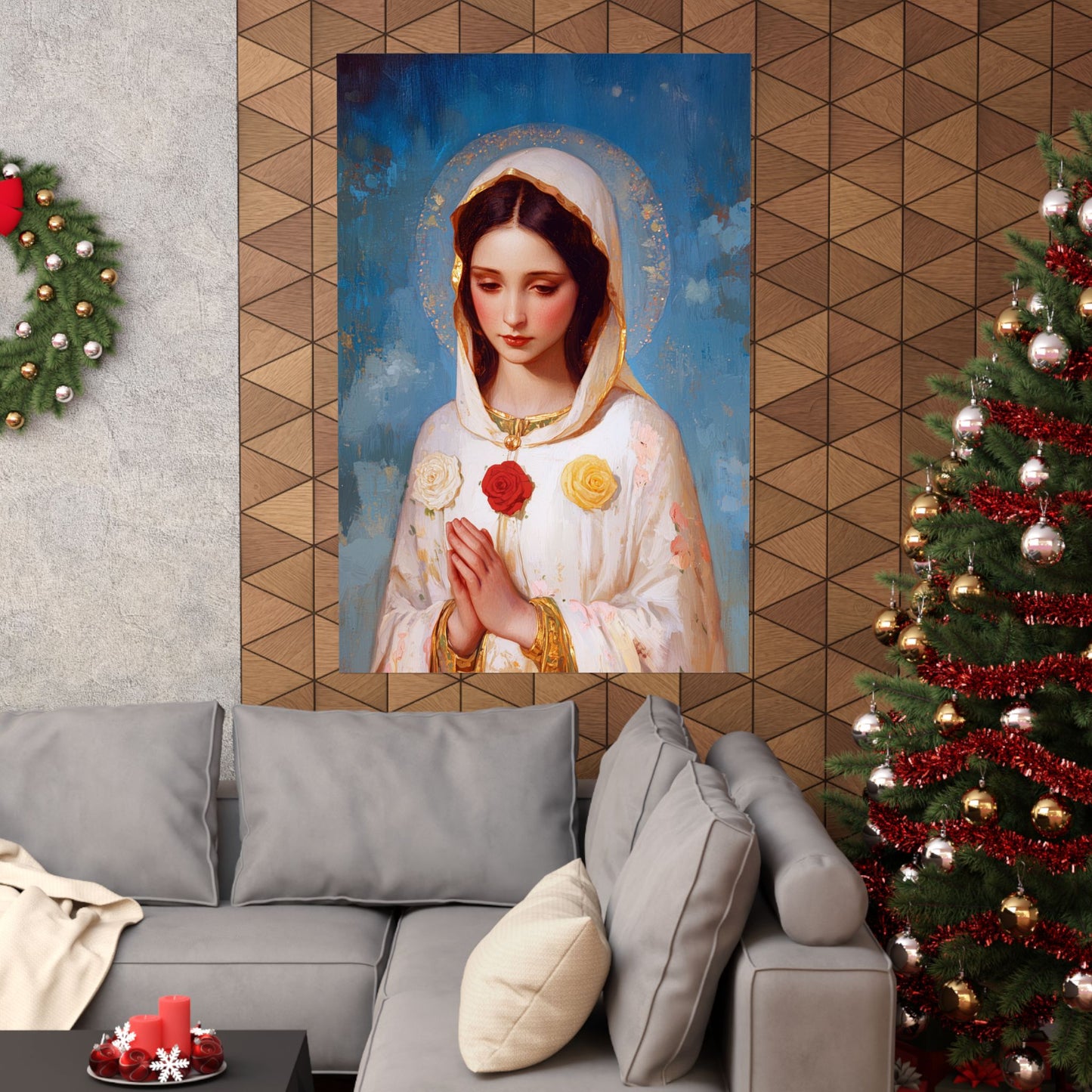 Rosa Mystica - Mystical Rose - Mother Mary - Marian Art - Sanctified Souls Print - Multiple Sizes - Premium Vertical Posters