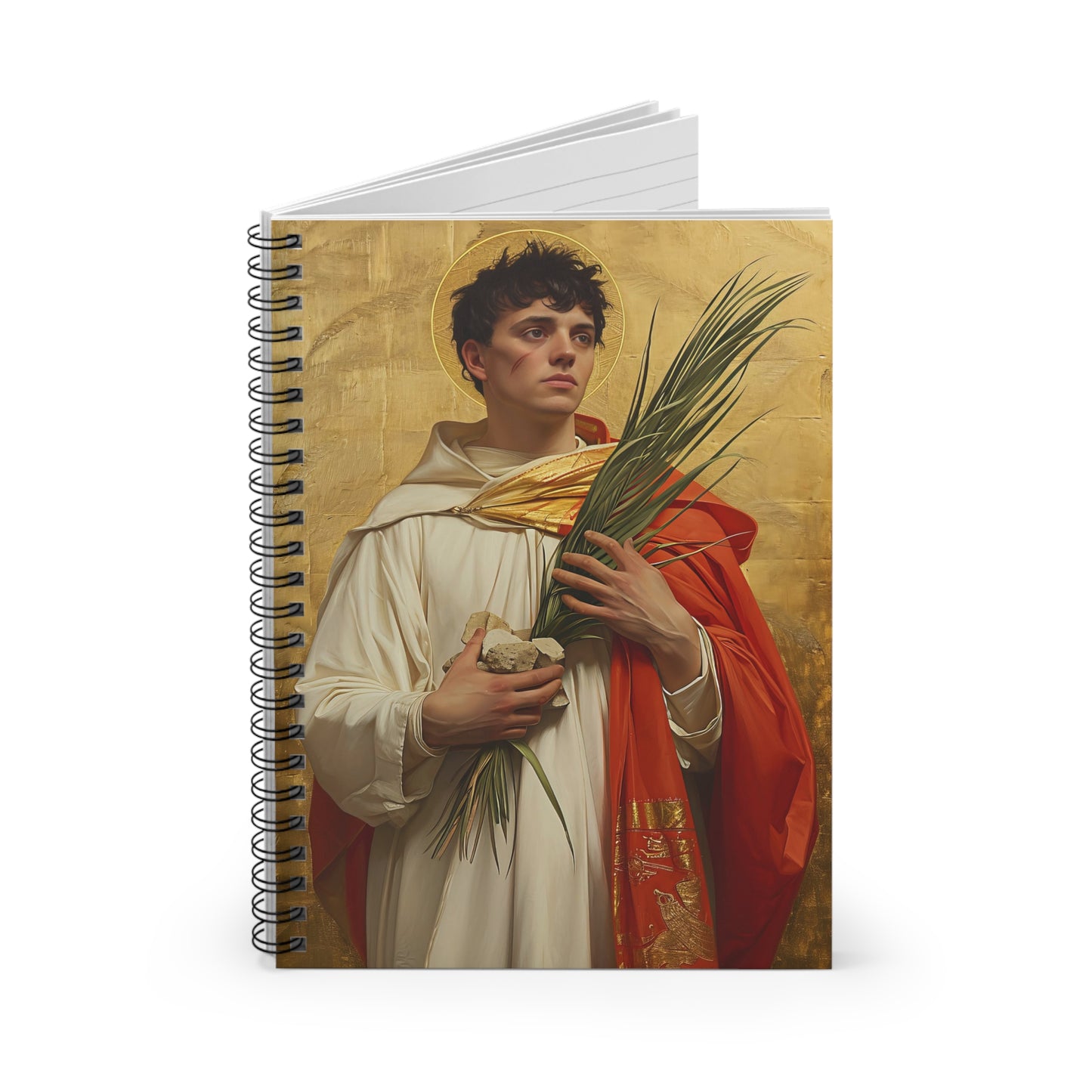 Saint Stephen Journal - Sanctified Souls Art - Religious Based Notebook - Spiral Notebook - Ruled Line