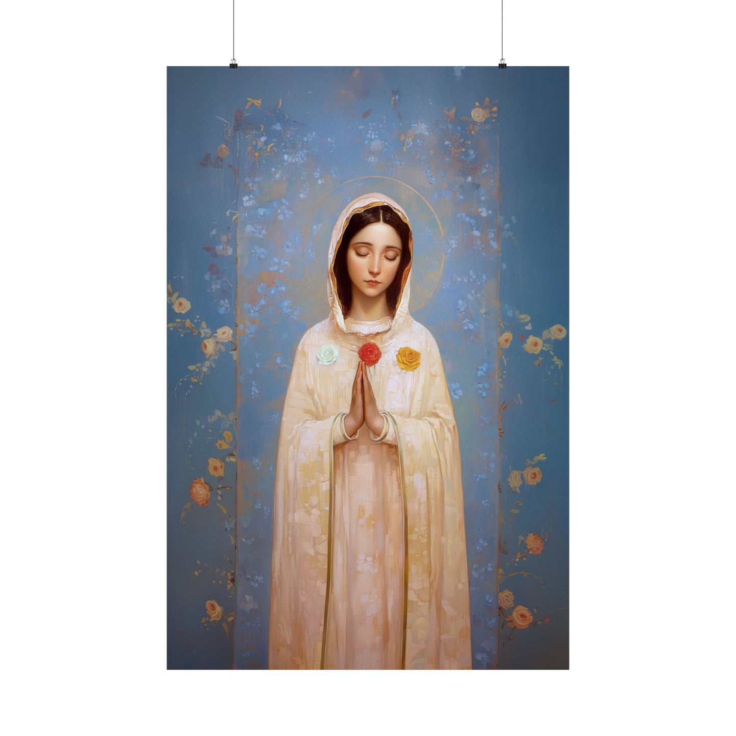 Rosa Mystica - Mystical Rose - Mother Mary - Marian Art - Sanctified Souls Print - Multiple Sizes - Premium Vertical Posters