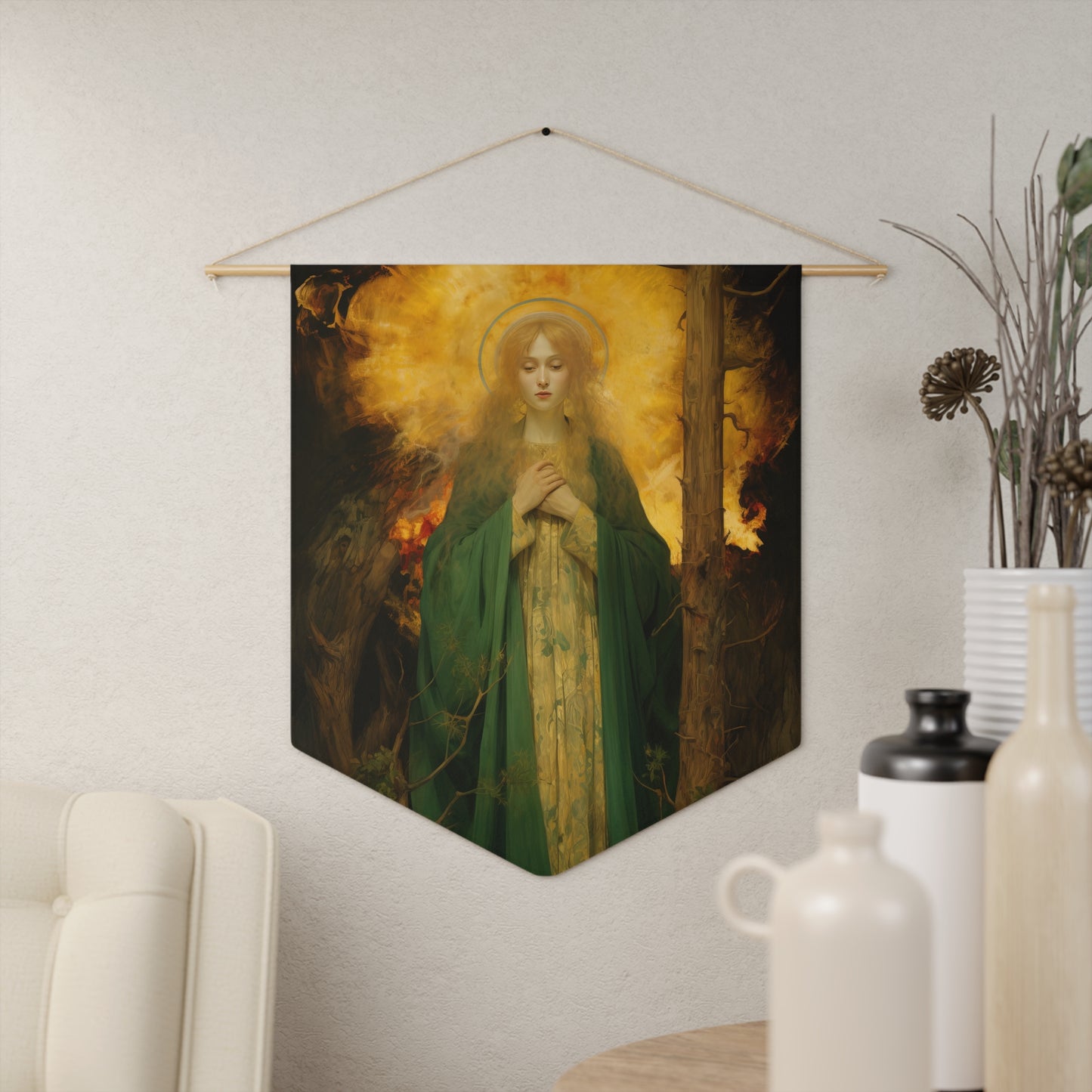 Saint Afra Wall Banner / Wall Hanging / Pennant - Religious Art - Prayer room - Catholic Art - Large Print - 18" x 21"