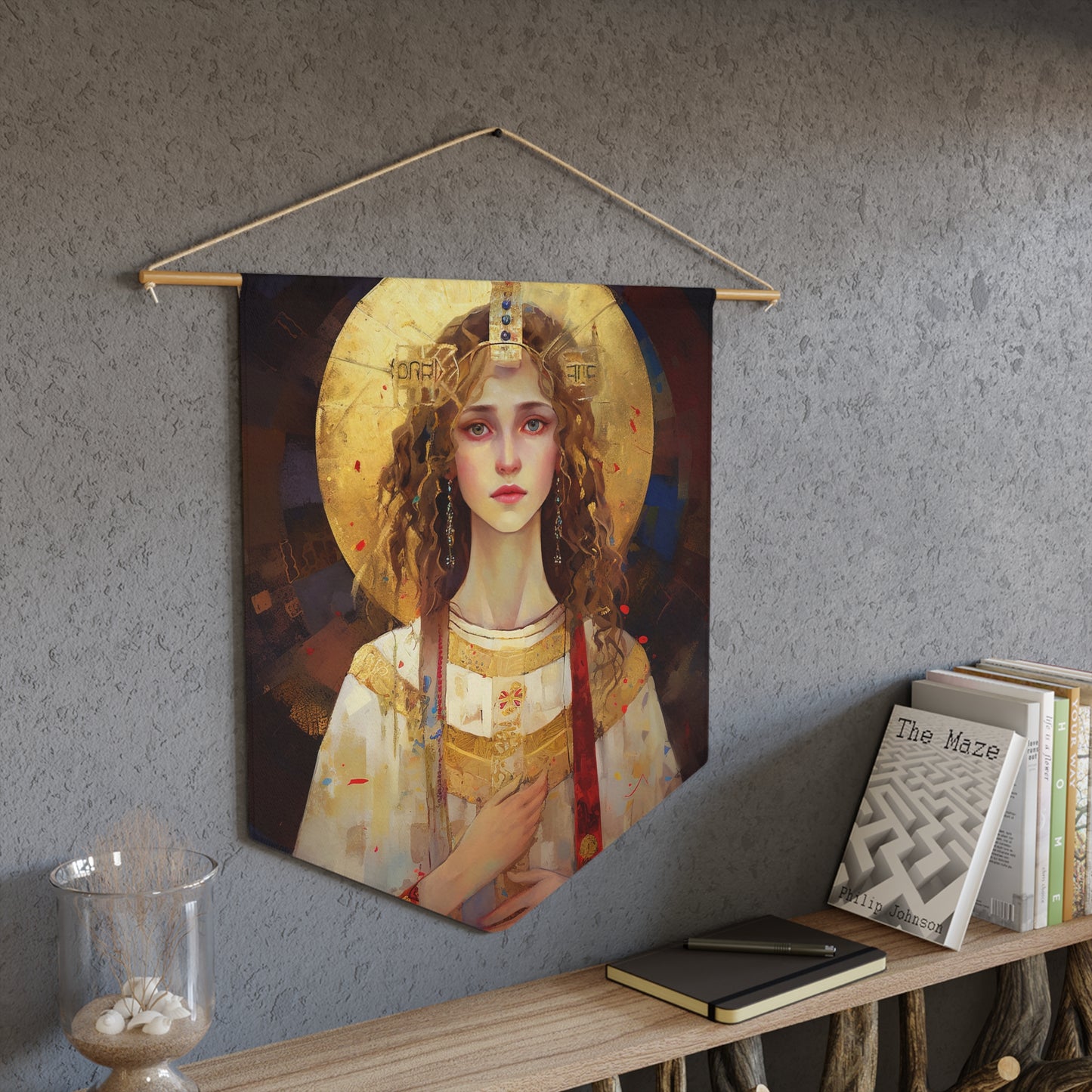Saint Ursula Banner / Wall Hanging / Pennant - Prayer room - Catholic Art - Saint Art - Large Saint Print - 18" x 21"