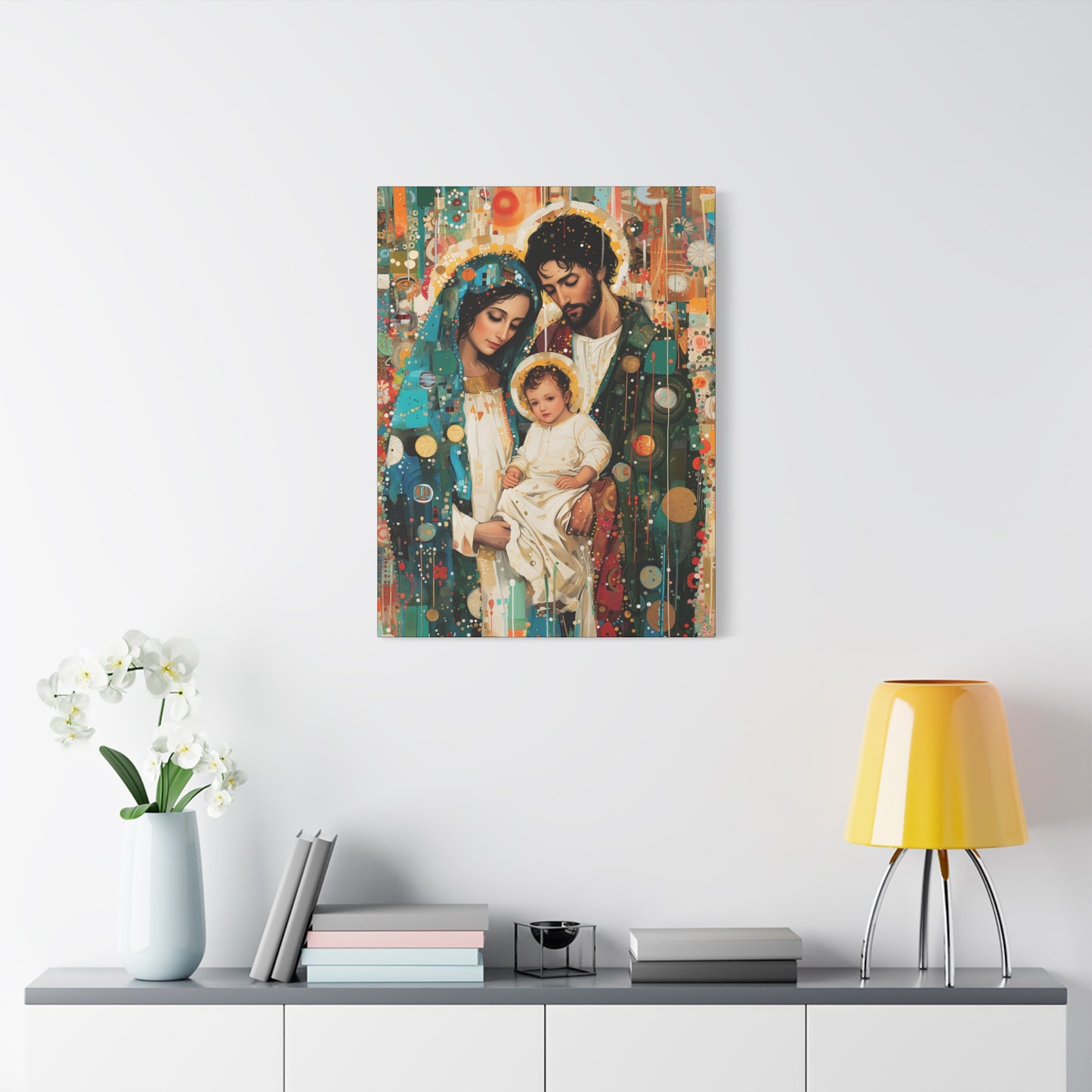 Eternal Light - Mary, Joseph, and the Christ Child - Museum Wrapped Canvas - Sanctified Souls Print - Religious Art - Holy Family Art