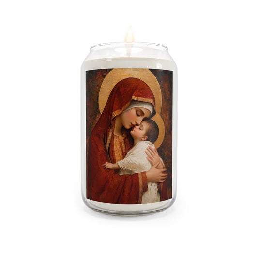 Our Lady of Tenderness - Mother Mary and the Christ Child - Marian Art - Scented Prayer Candle, 13.75oz - Tall Size - Religious Candle