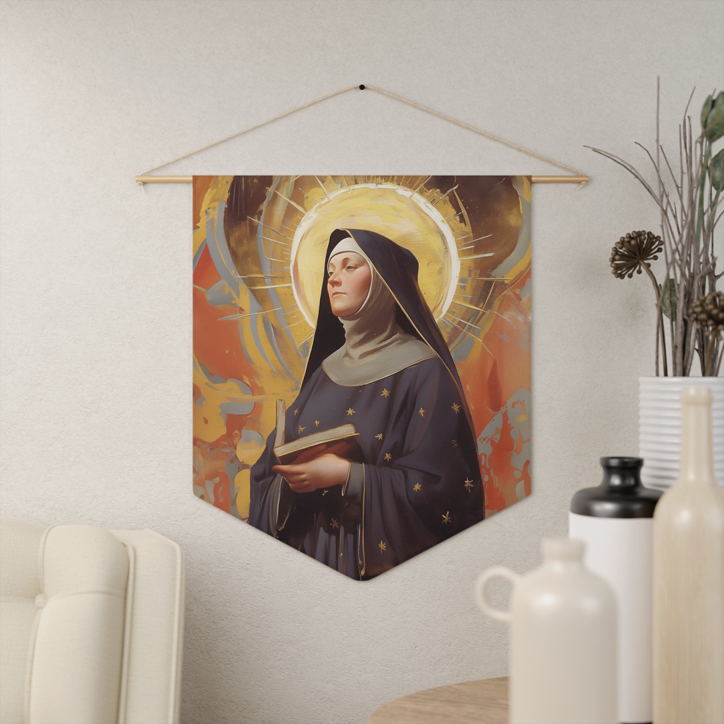 Saint Monica of Hippo Pennant / Banner / Wall Hanging - Prayer room art - 18" x 21" - Catholic prayer Religious - Large Banner
