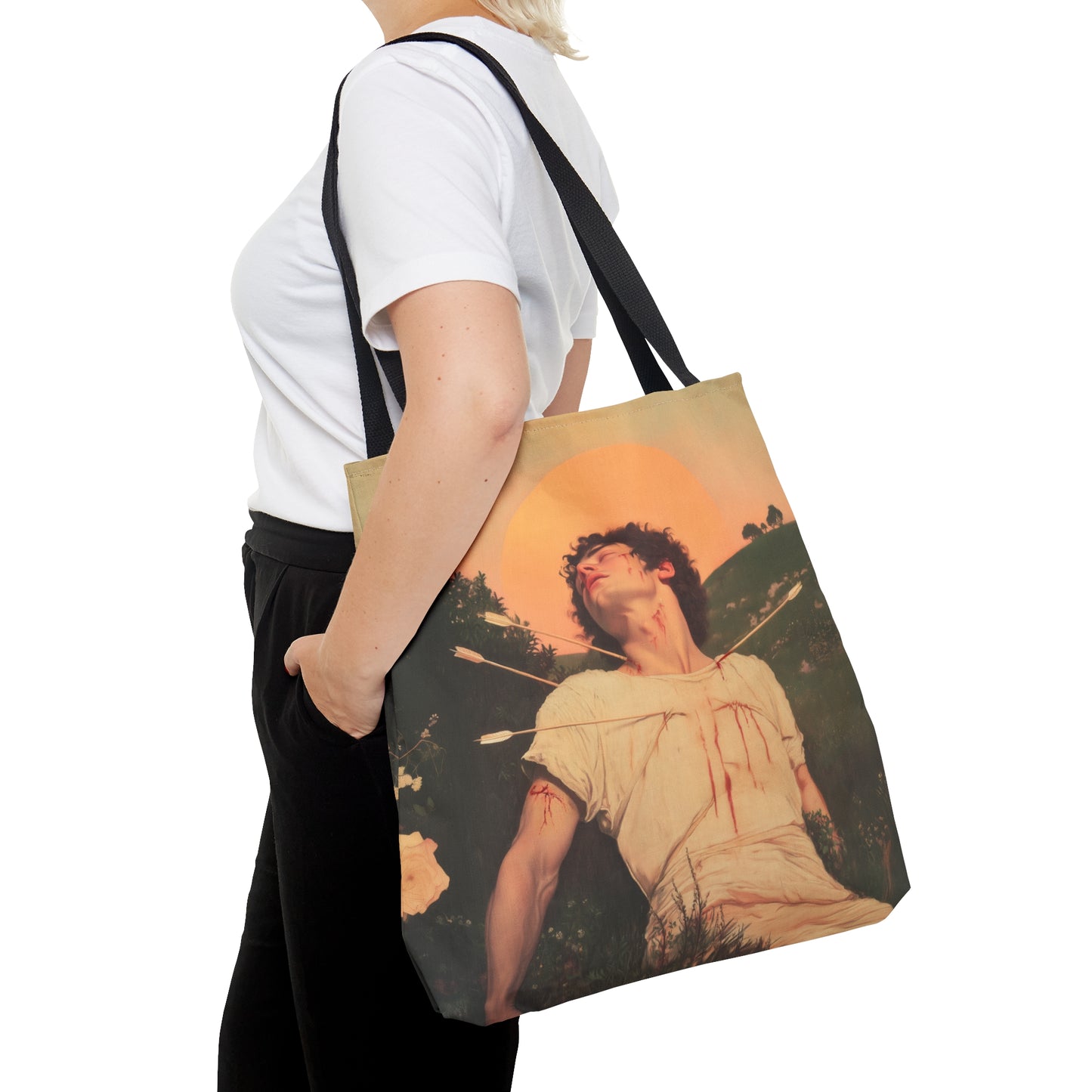Saint Sebastian - Tote Bag - Large Medium Small Faith Art Bag - Bible Study Faith Purse - Double Sided