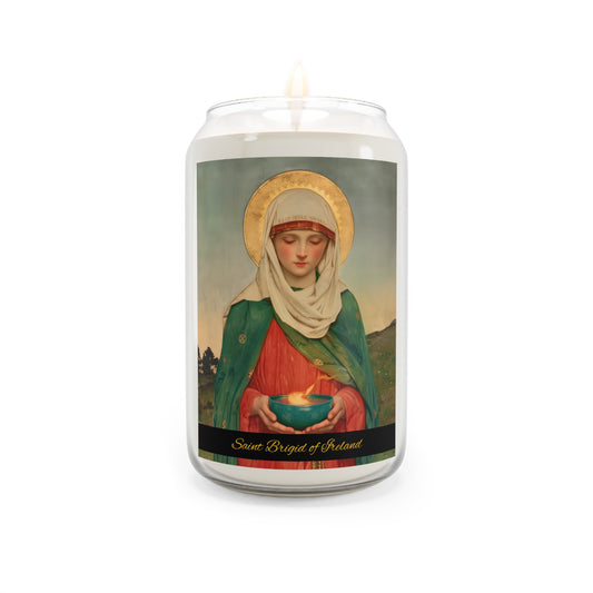 Saint Brigid of Ireland / Kildare - Scented Prayer Candle, 13.75oz -  Candle - Catholic Art - prayer room Scented Candle - Religious Saint