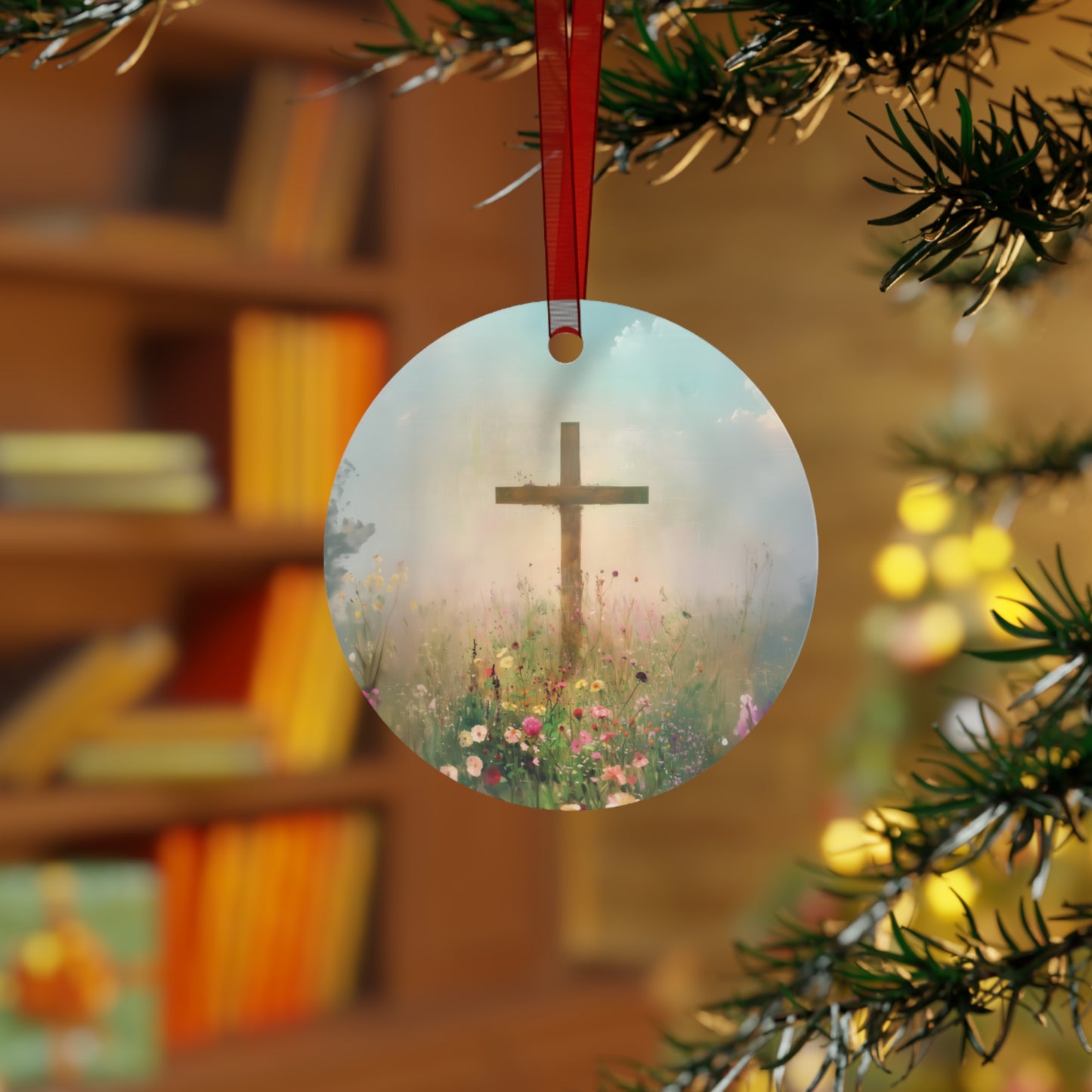 The Cross That Called the Earth to Life Metal Ornament - Religious Holiday Christmas Ornament and Keepsake - Double sided