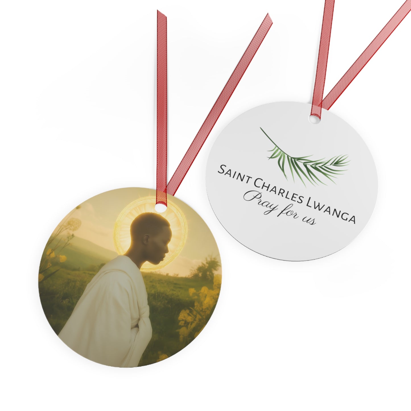 Saint Charles Lwanga Metal Ornament - Religious Holiday Christmas Ornament and Keepsake - Prayer Ornament