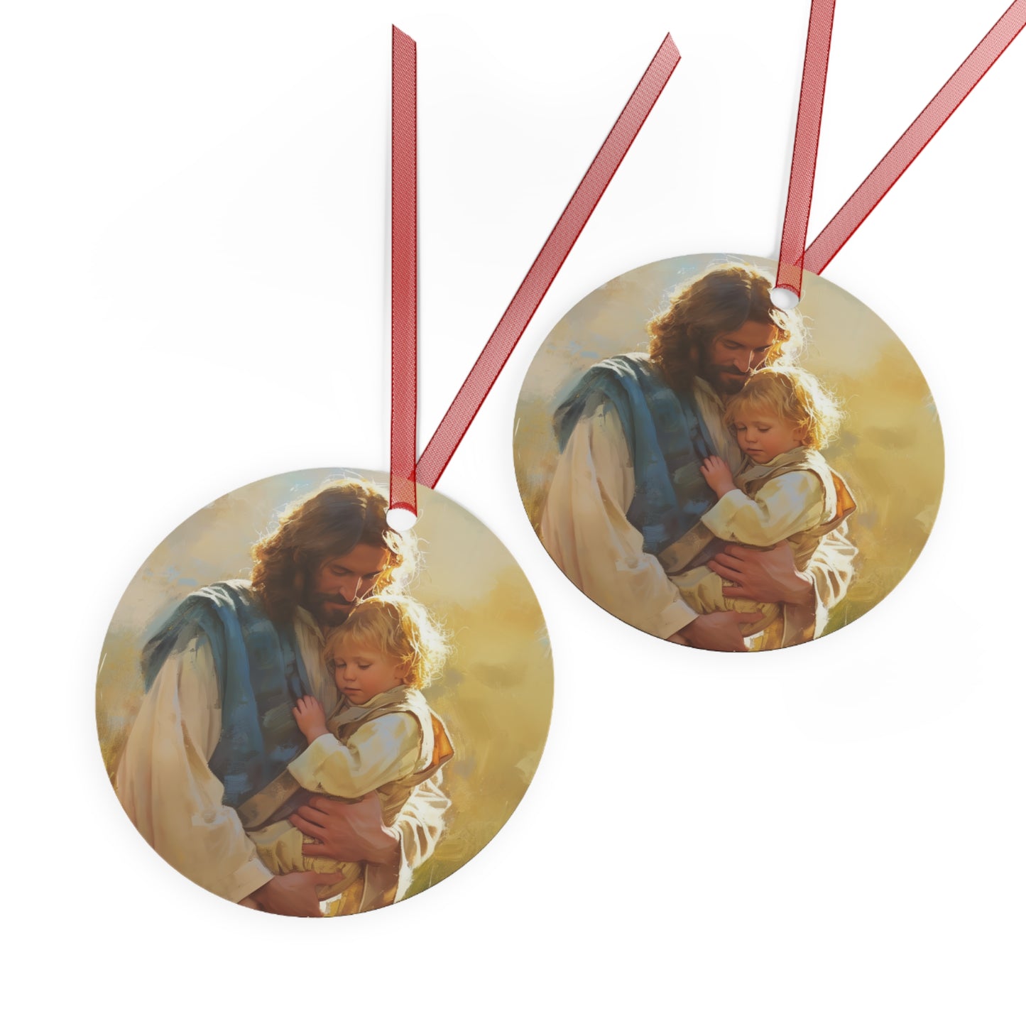 Jesus, Guardian of Innocence Metal Ornament - Religious Holiday Christmas Ornament and Keepsake - Catholic Keepsake