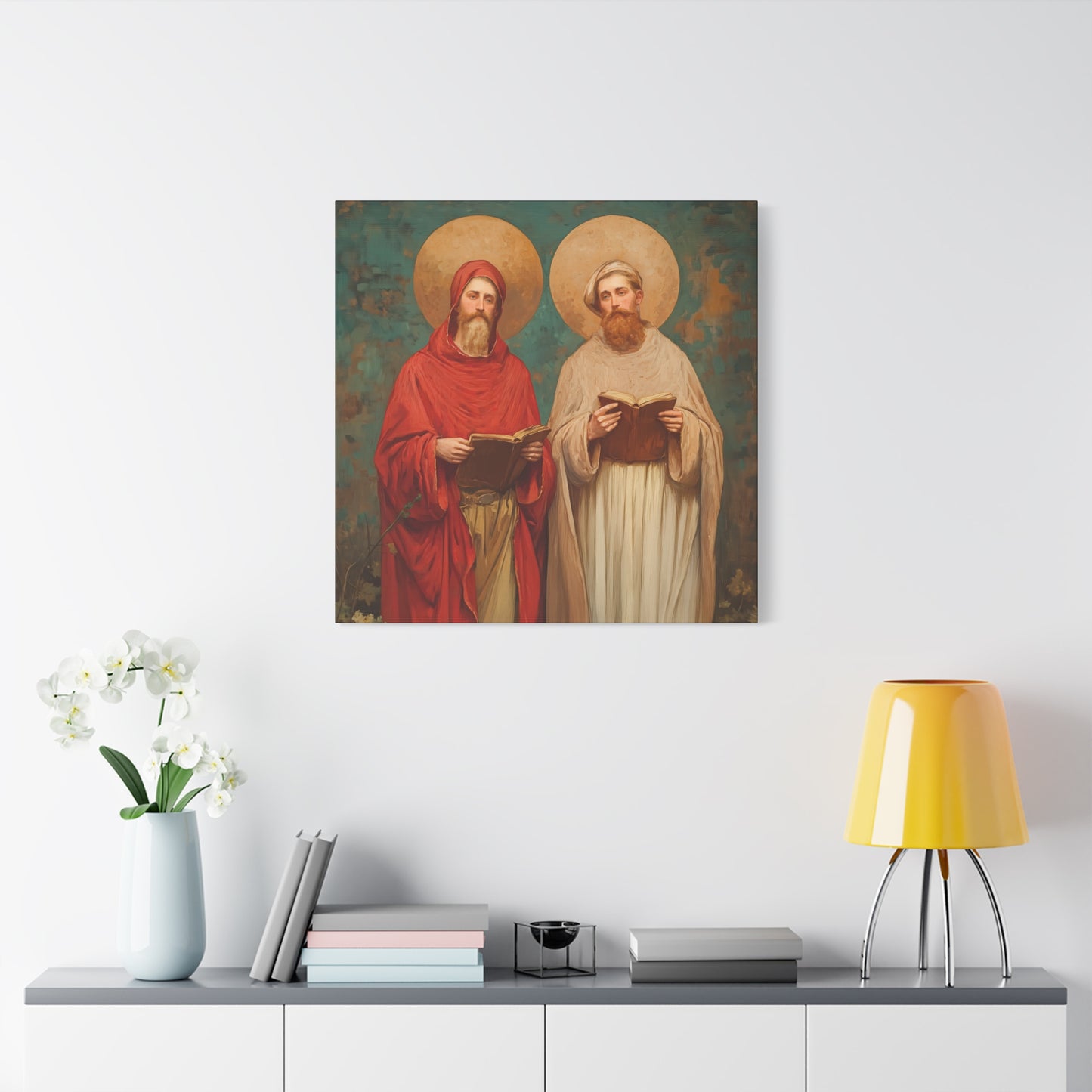 Saints Cosmas and Damian - Multiple Sizes - Catholic Home art - Museum Wrapped Canvas - Sanctified Souls Print - Catholic Martyr Art
