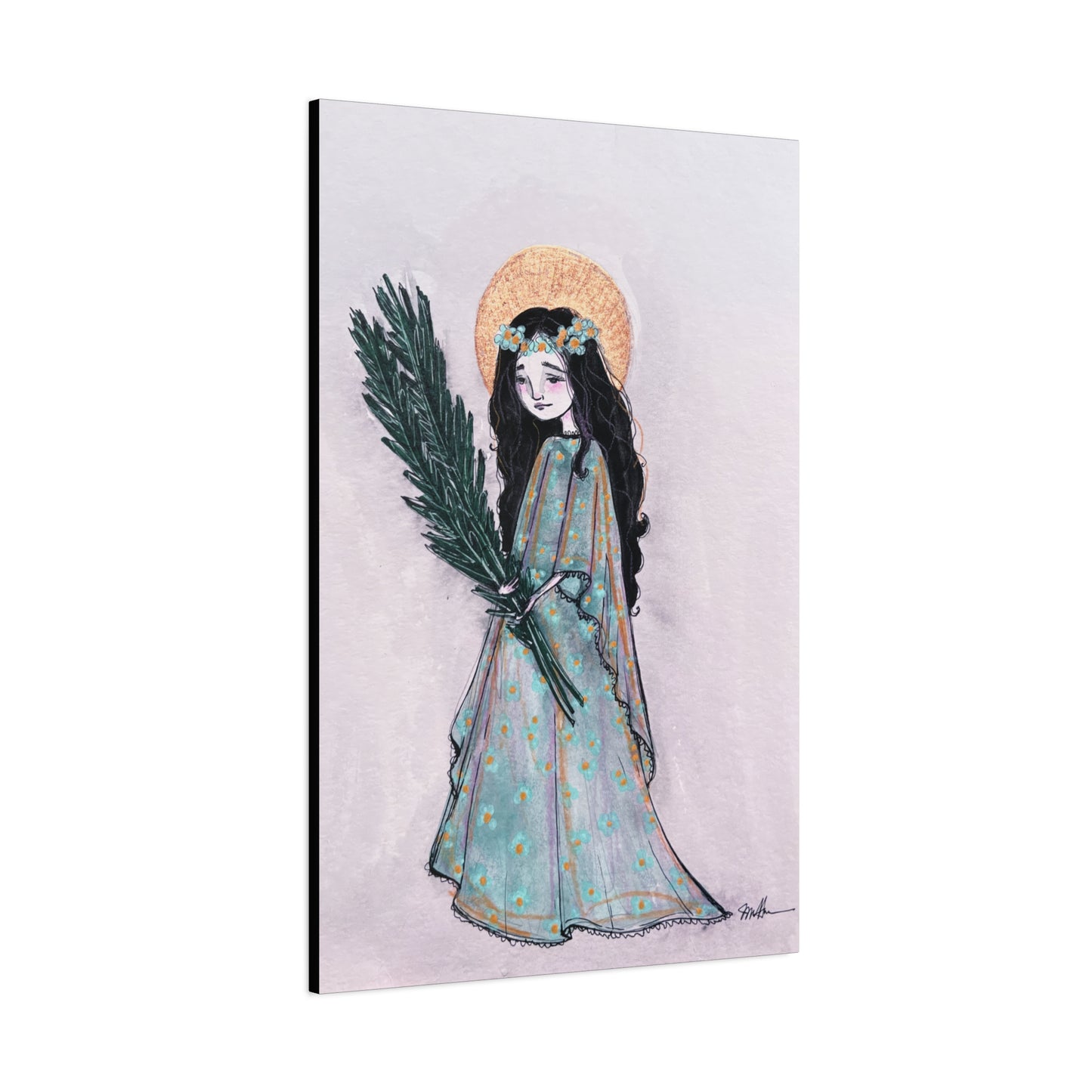 Saint Faith Canvas Print - Hand-Drawn Art - Catholic Print | Faith Hope and Charity Sacred Art | Sanctified Solocosmo Religious Artwork