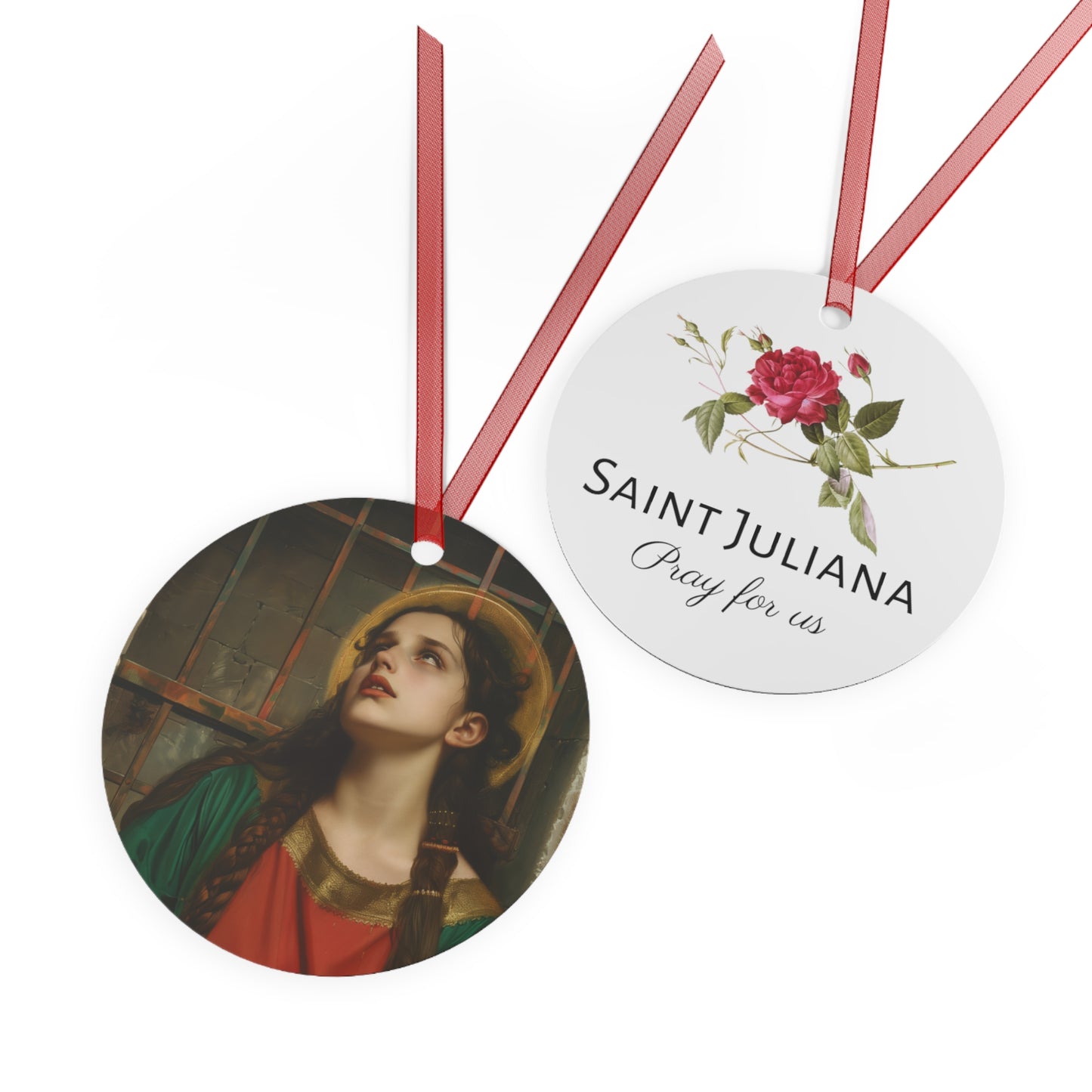 Saint Juliana of Nicomedia Metal Ornament - Religious Holiday Christmas Ornament and Keepsake - Double sided