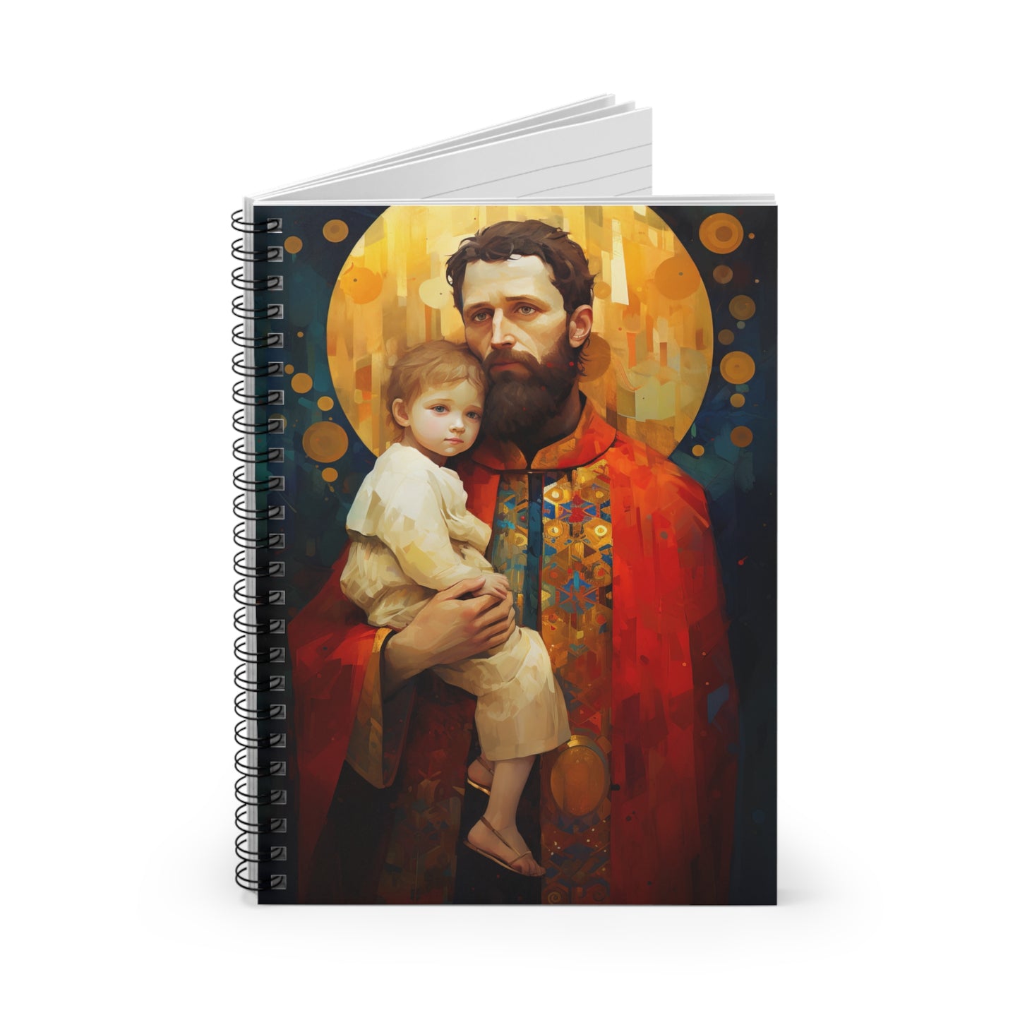 Saint Christopher Journal - Sanctified Souls Art - Religious Based Notebook - Spiral Notebook - Ruled Line