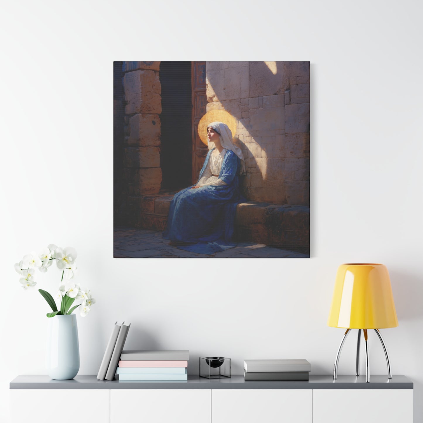 The Quiet Fiat That Split the Darkness, Mary's Yes - Gallery Wrapped Canvas - Print - Religious Art for your Home - Catholic Art
