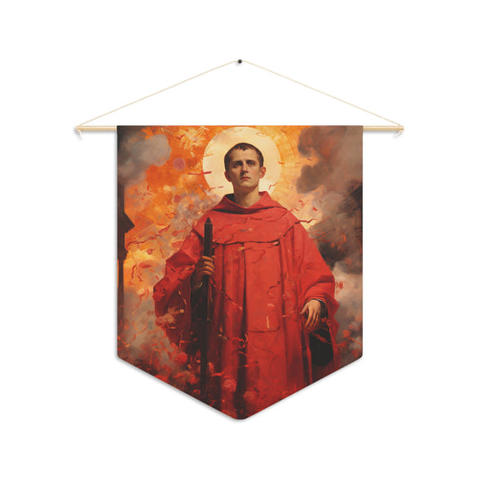 Saint Lawrence Wall Banner / Wall Hanging - Unique Religious Art for your home - Prayer room - Catholic Home Art - 18" x 21"