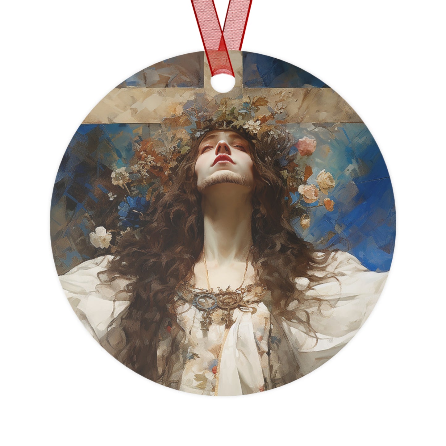 Saint Wilgefortis - Religious Holiday Christmas Ornament and Keepsake - Double sided Keepsake Religious Ornament - The Bearded Virgin Martyr
