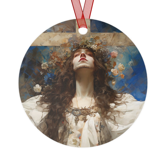 Saint Wilgefortis - Religious Holiday Christmas Ornament and Keepsake - Double sided Keepsake Religious Ornament - The Bearded Virgin Martyr
