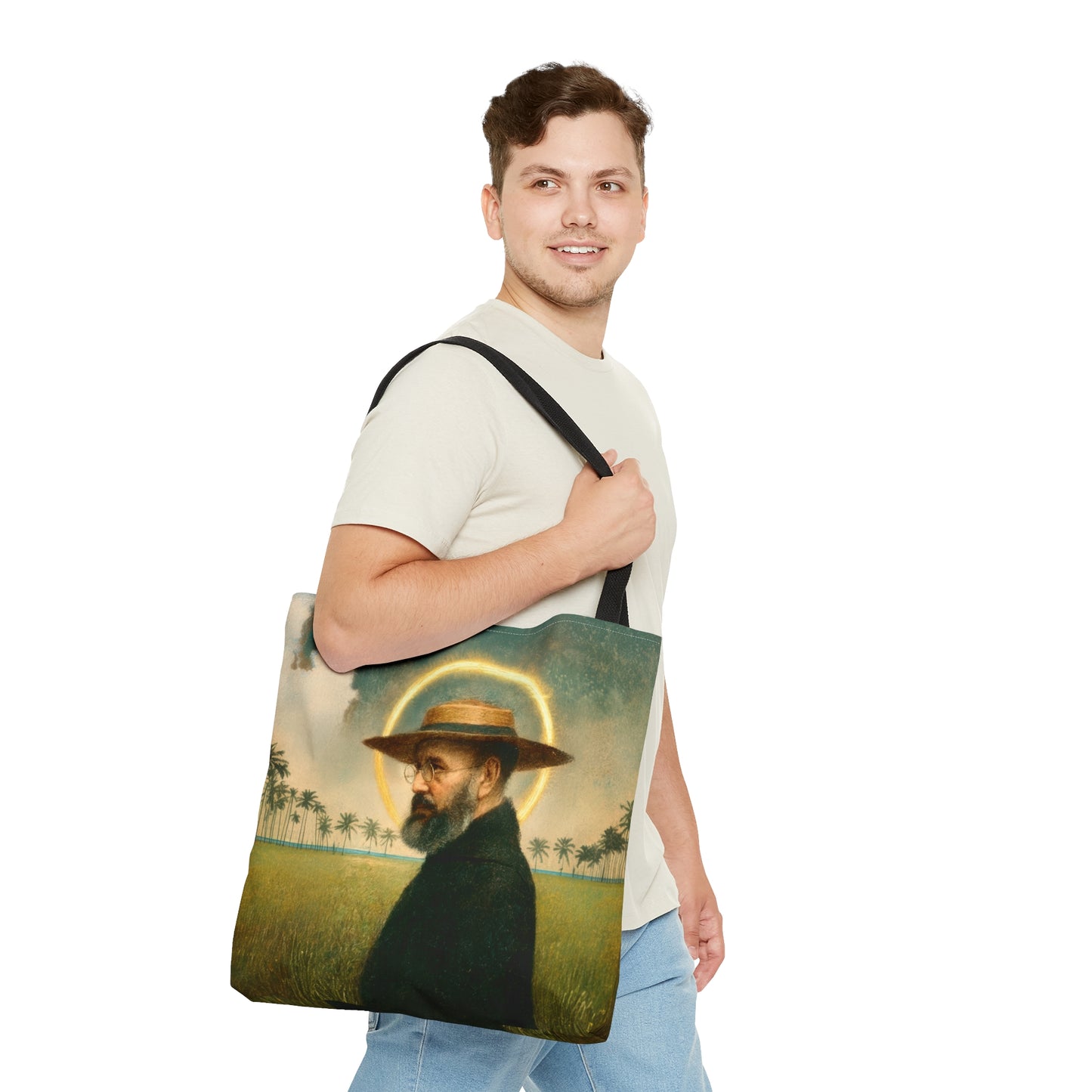 Saint Damien of Molokai Tote Bag - Large Medium Small Faith Art Bag - Catholic Faith Purse - Double Sided