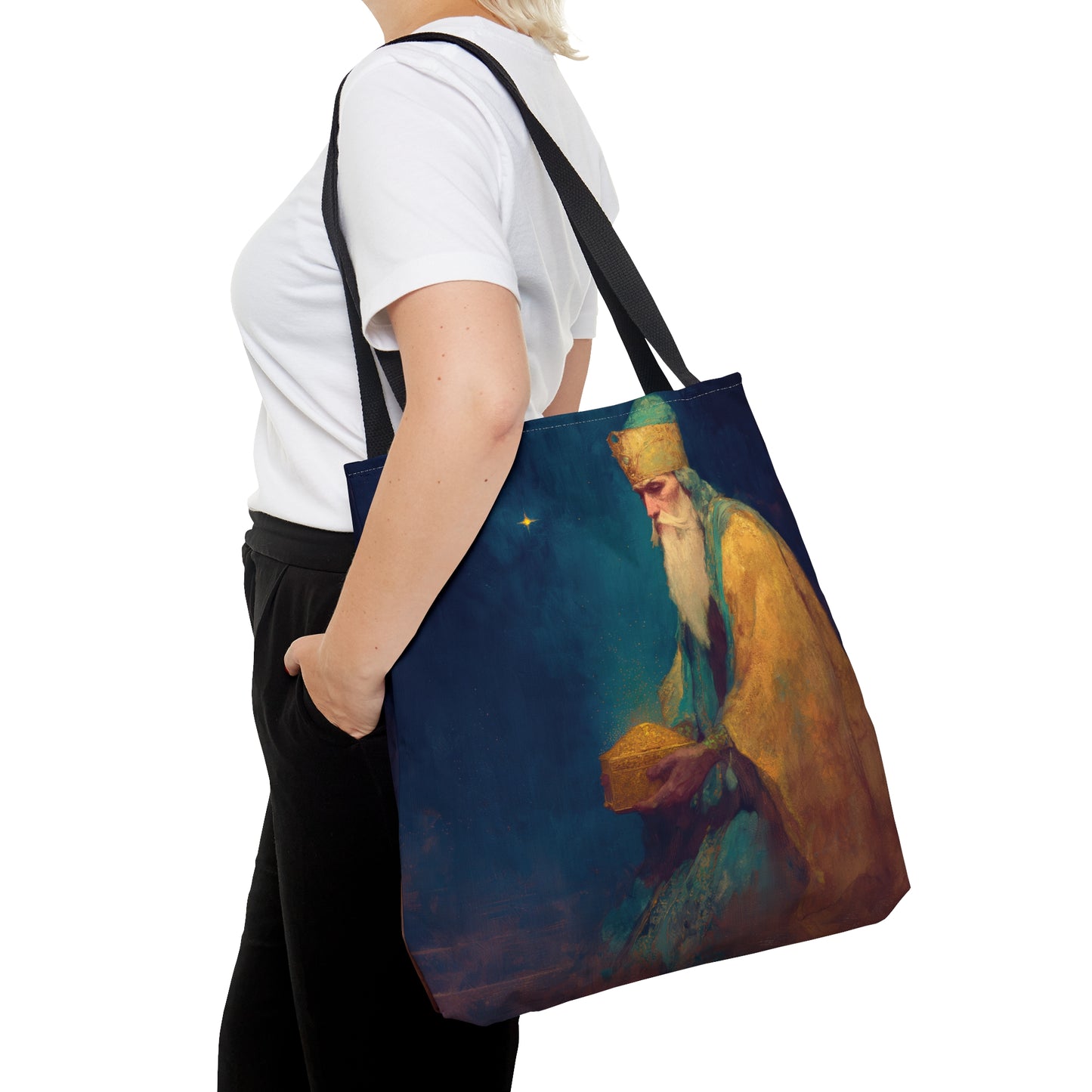 Caspar and the Offering of Worship - 3 Wise Men - Tote Bag - Large Medium Small Faith Art Bag - Re usable Tote Purse - Double Sided