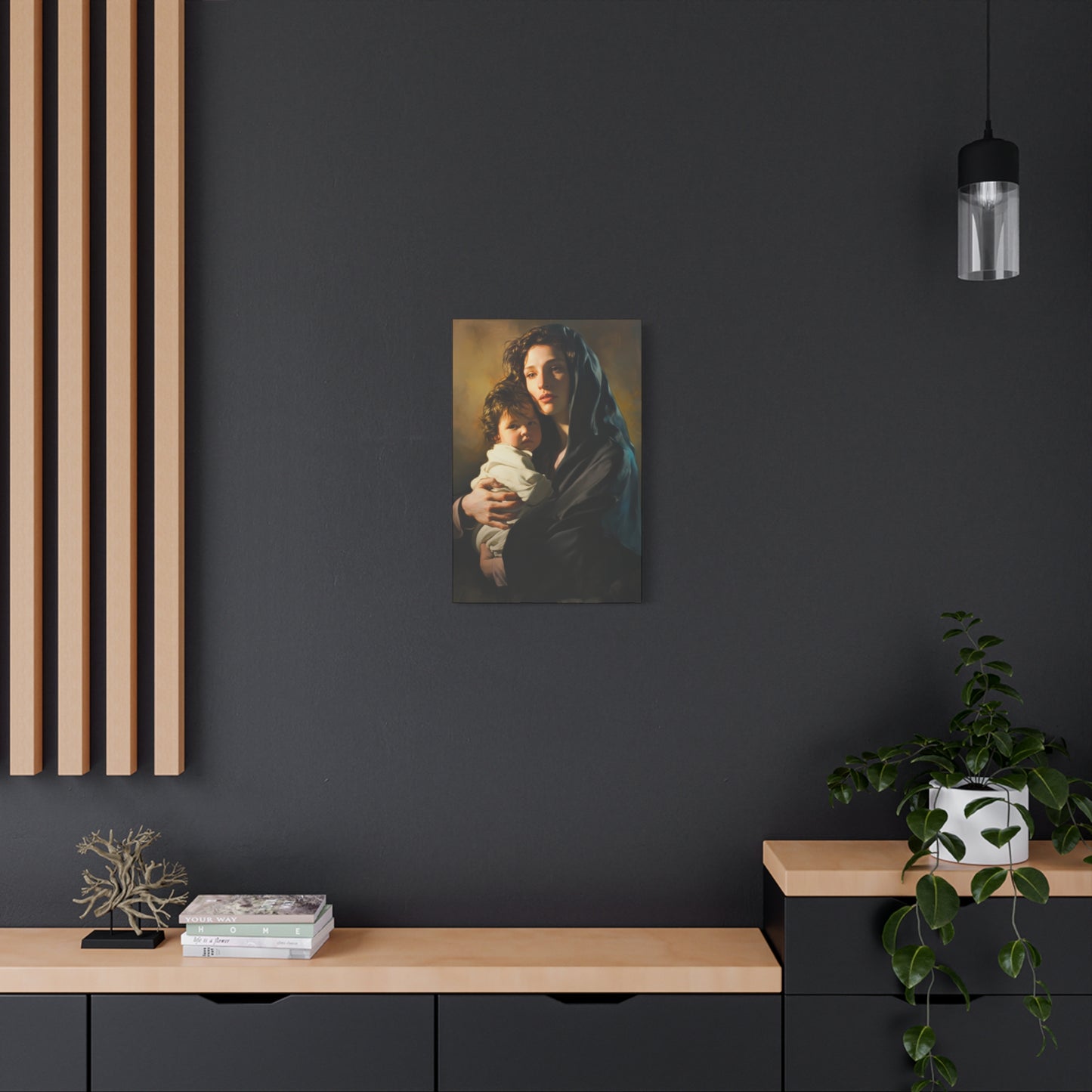 A mother's Gentle Embrace - Mary and The Christ Child - Museum Wrapped Canvas - Print - Religious Art for your Home - Catholic Saint Art