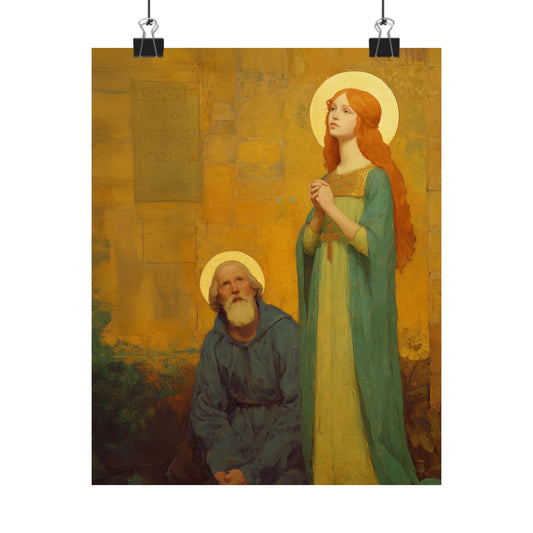Saints Justina and Cyprian -  Catholic Art - Multiple Sizes - Premium Posters - Catholic Art - Christian Home - Catholic Saint Art